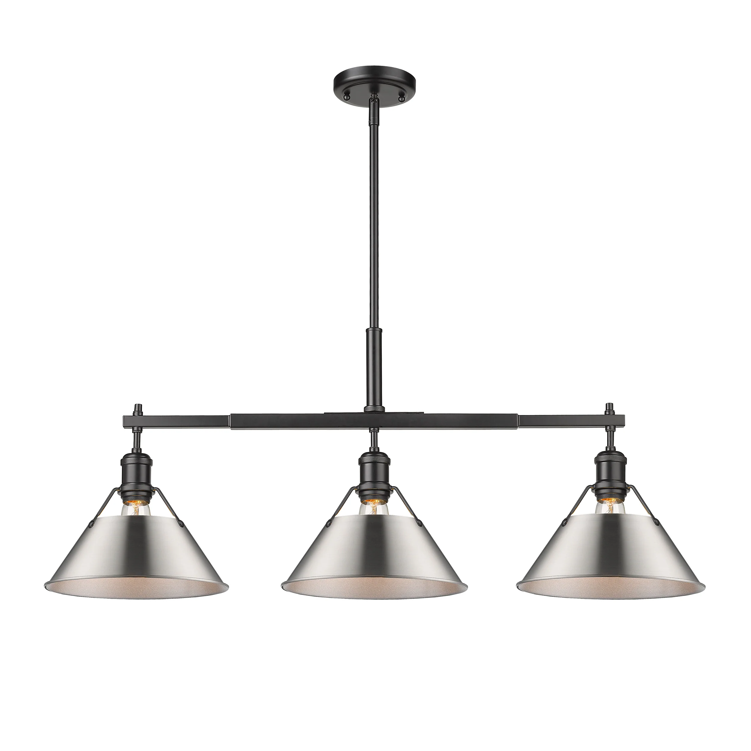 Orwell 3-light Island Light in Matte Black and Pewter shade