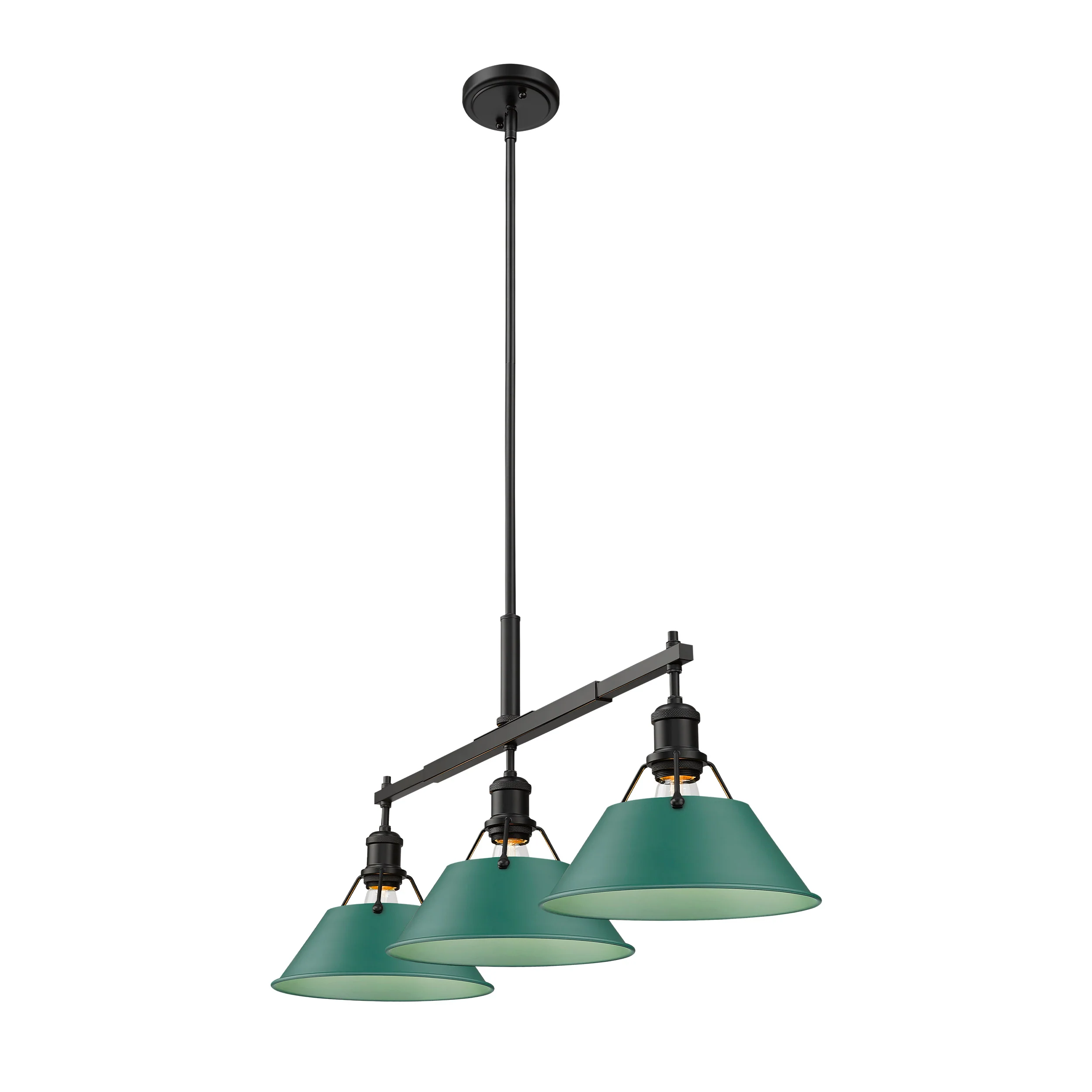 Orwell 3-light Island Light in Matte Black and Pine Green shade - Image 2