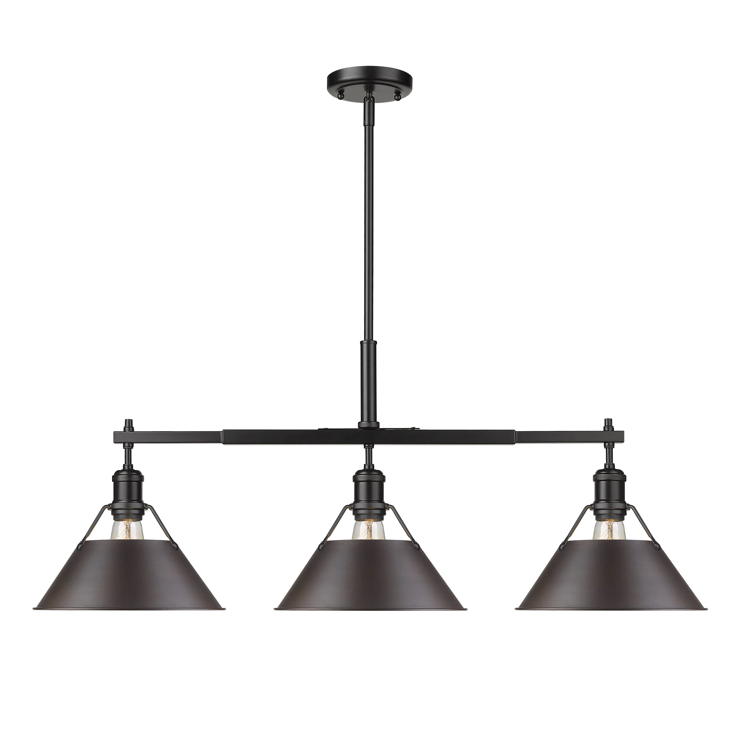 Orwell 3-light Island Light in Matte Black and Rubbed Bronze shade - Image 2