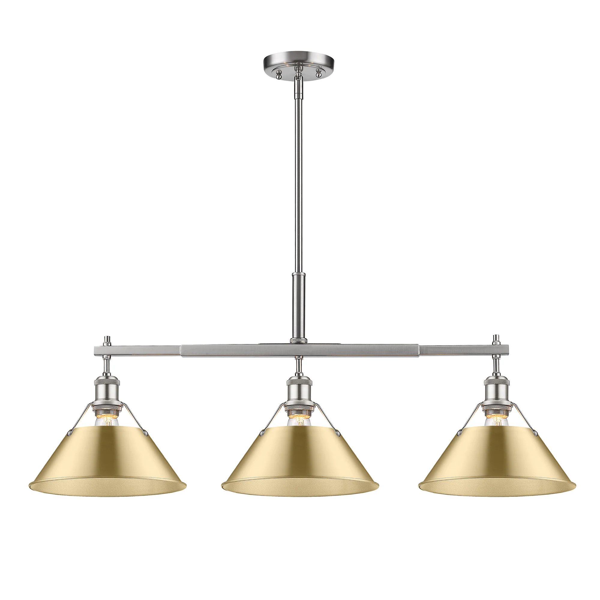 Orwell 3-light Island Light in Pewter and Brushed Champagne Brass shade