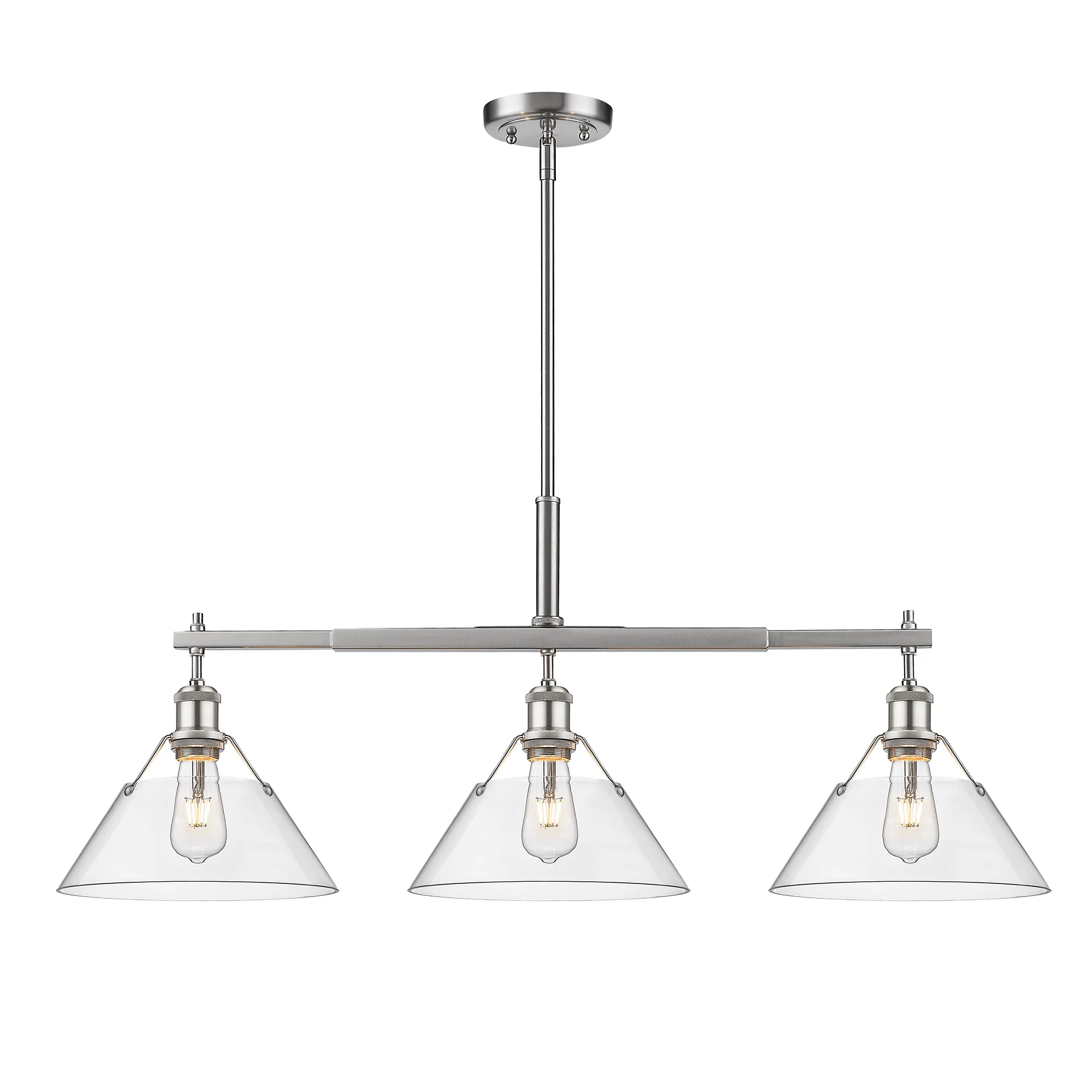 Orwell 3-light Island Light in Pewter and Clear Glass