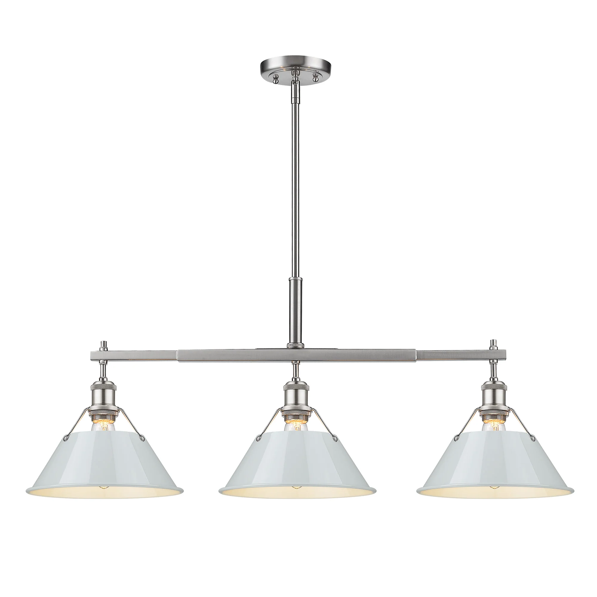 Orwell 3-light Island Light in Pewter and Dusky Blue shade