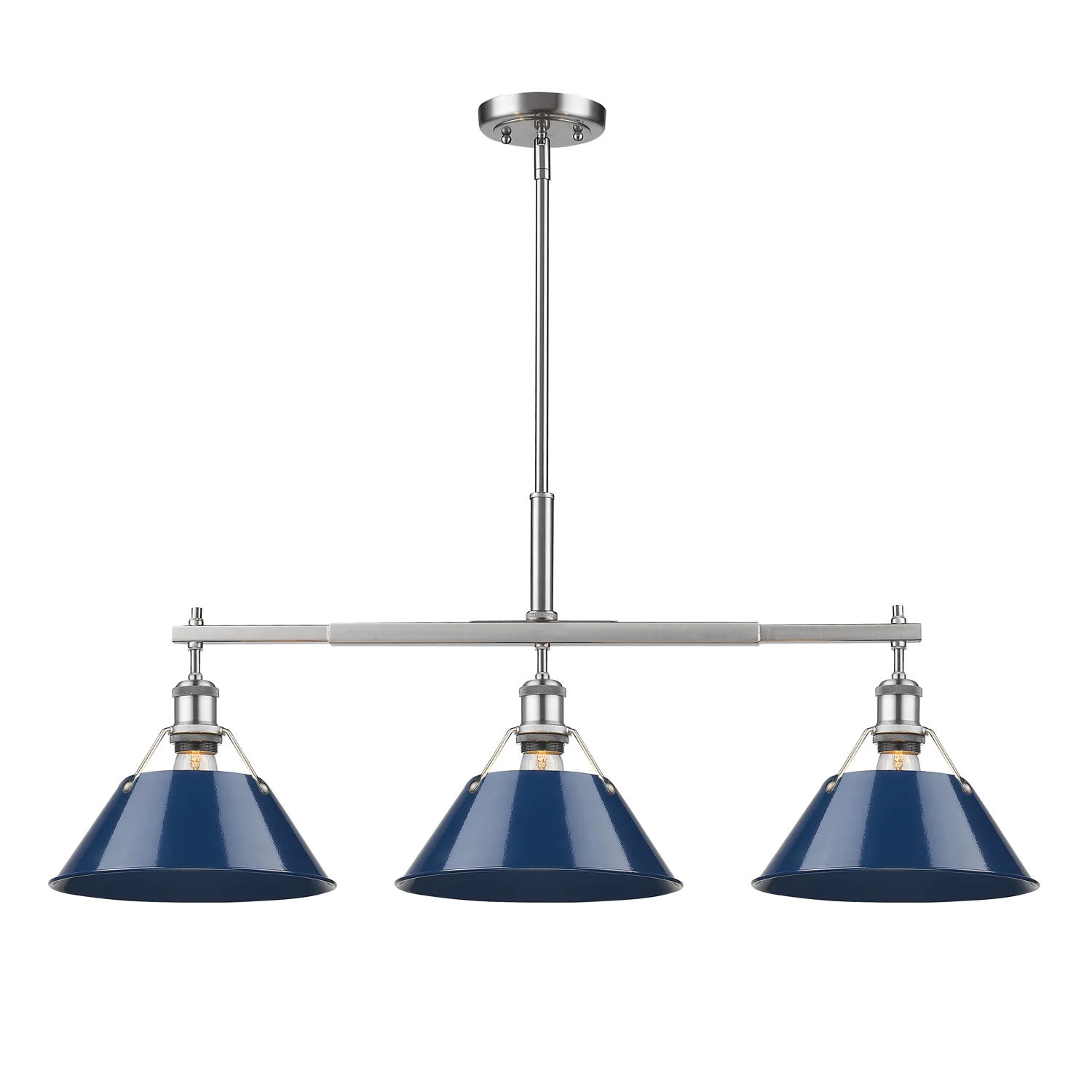 Orwell 3-light Island Light in Pewter and Navy Blue shade