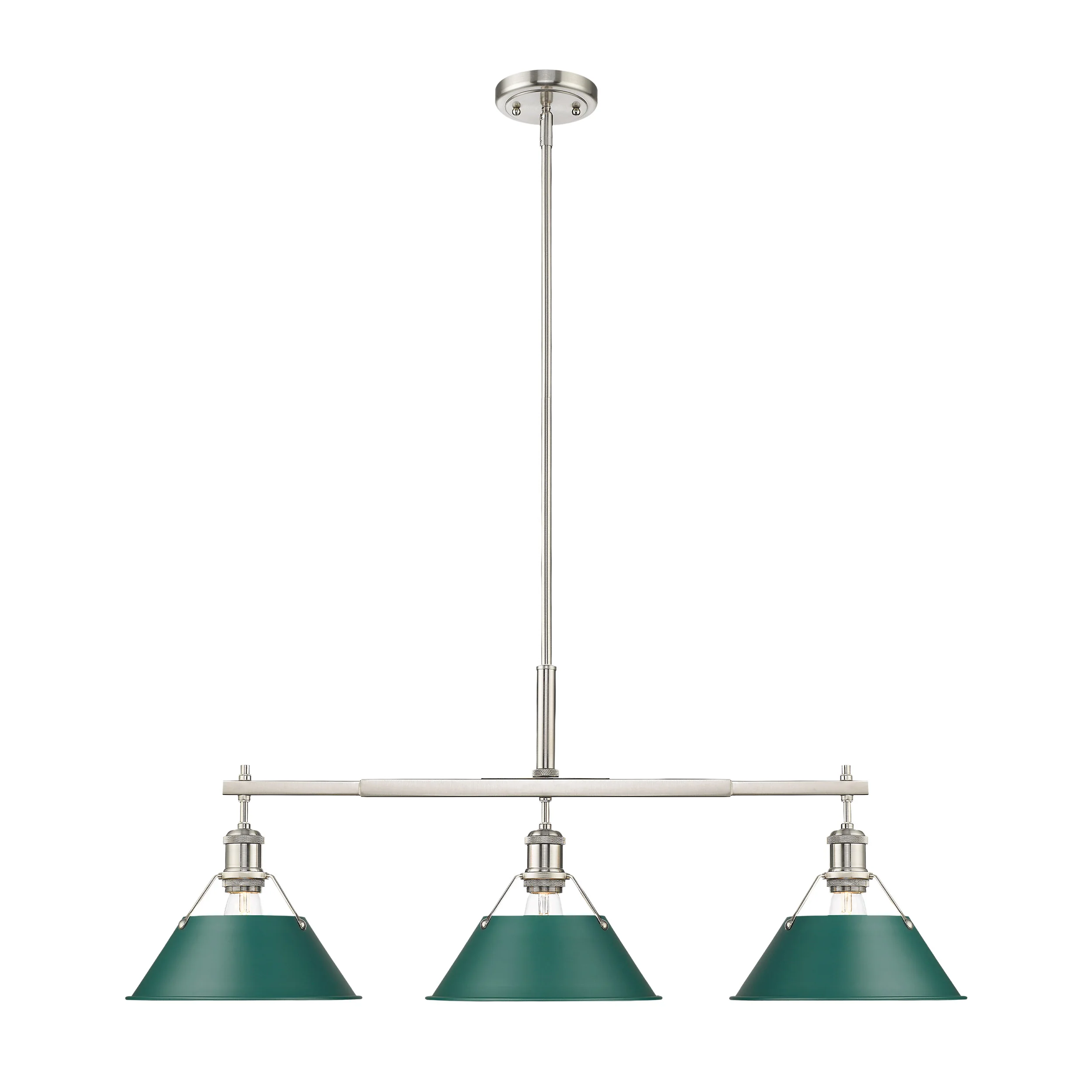 Orwell 3-light Island Light in Pewter and Pine Green shade