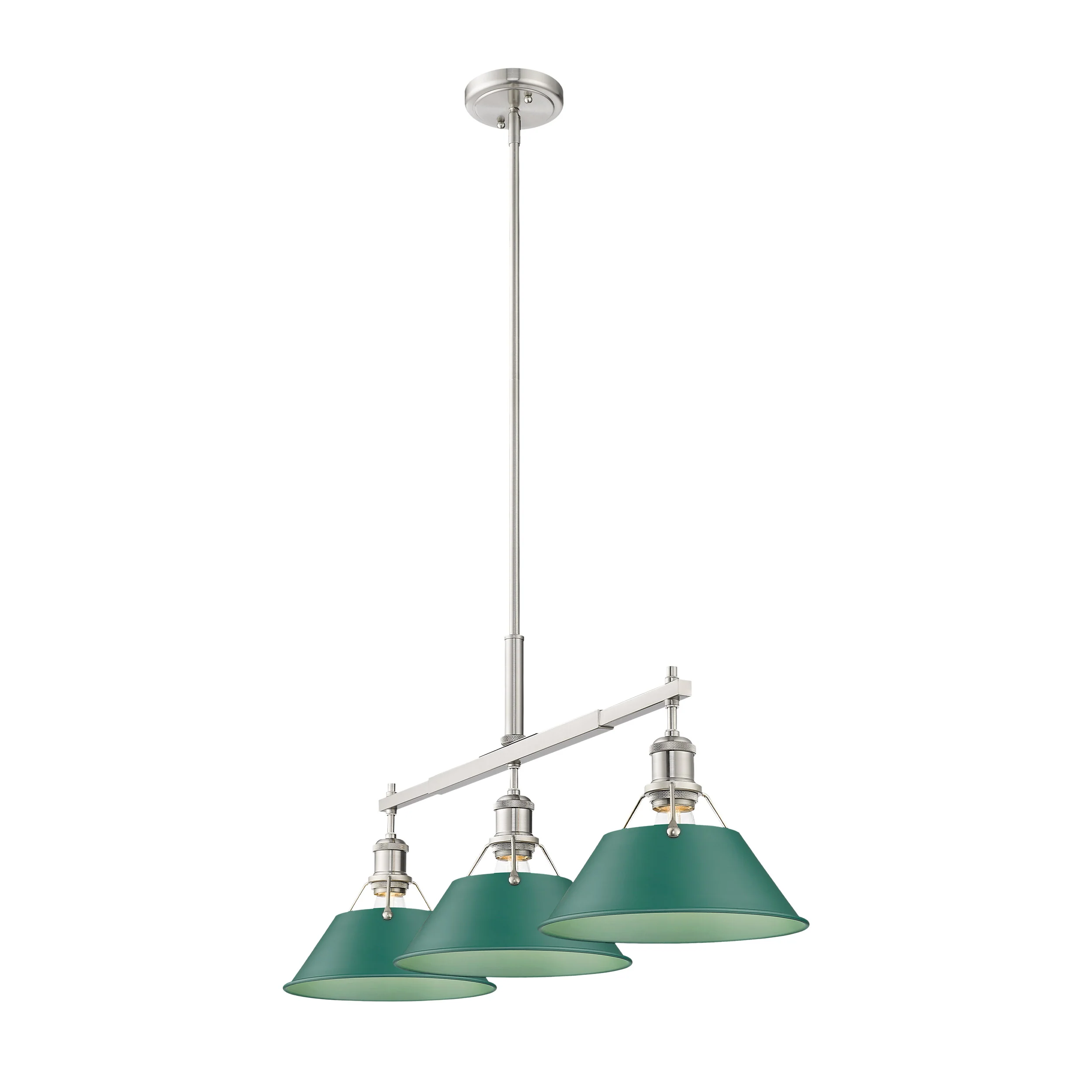 Orwell 3-light Island Light in Pewter and Pine Green shade - Image 2