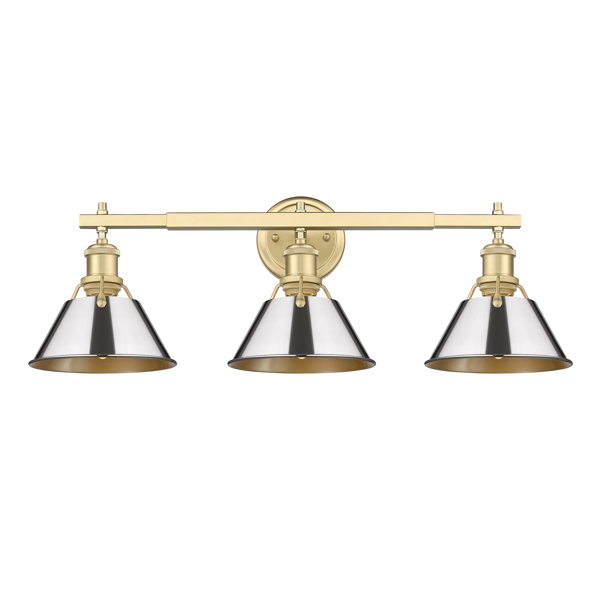 Orwell 3-light Vanity in Brushed Champagne Brass and Chrome shade - Image 2