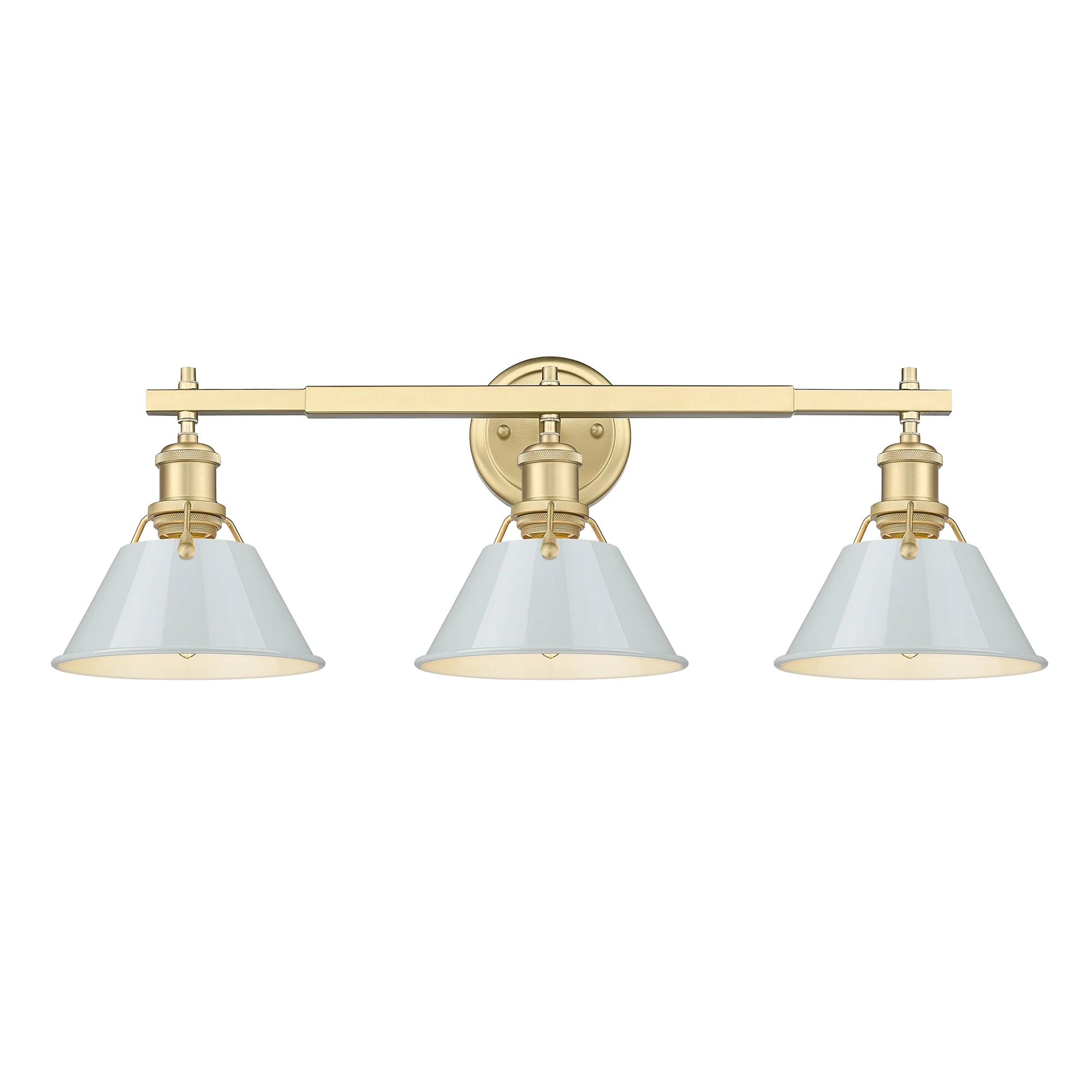 Orwell 3-light Vanity in Brushed Champagne Brass and Dusky Blue shade - Image 2