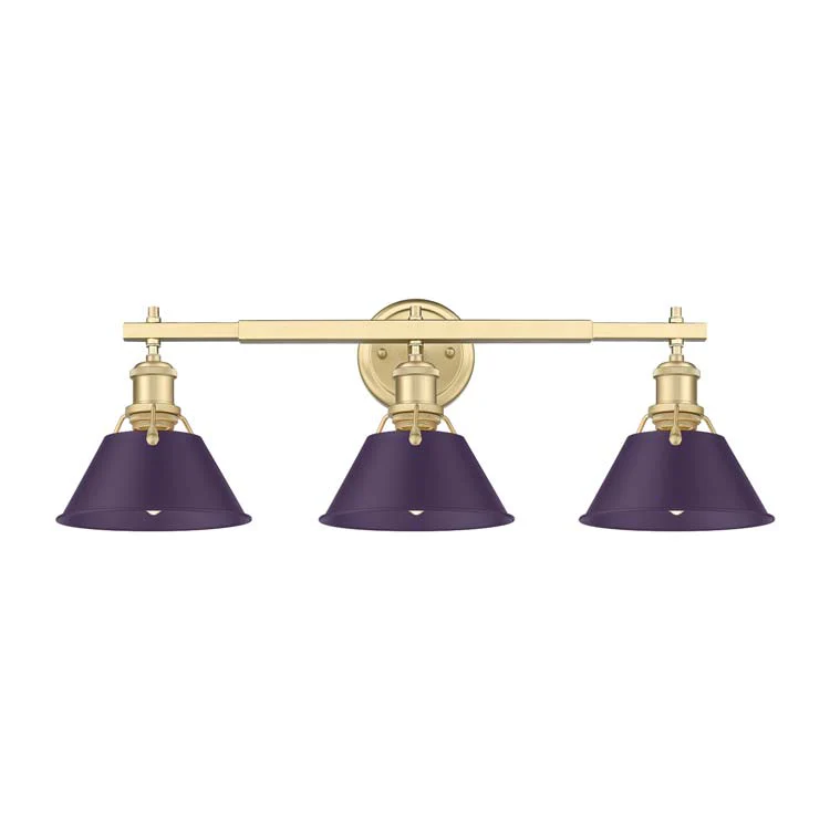 Orwell 3-light Vanity in Brushed Champagne Brass and Exotic Purple shade - Image 2