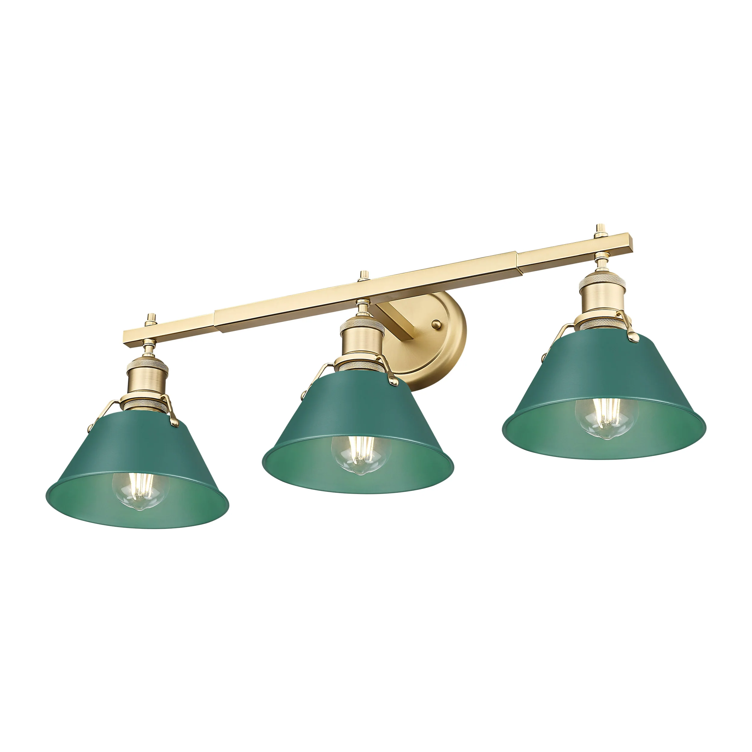 Orwell 3-light Vanity in Brushed Champagne Brass and Pine Green shade