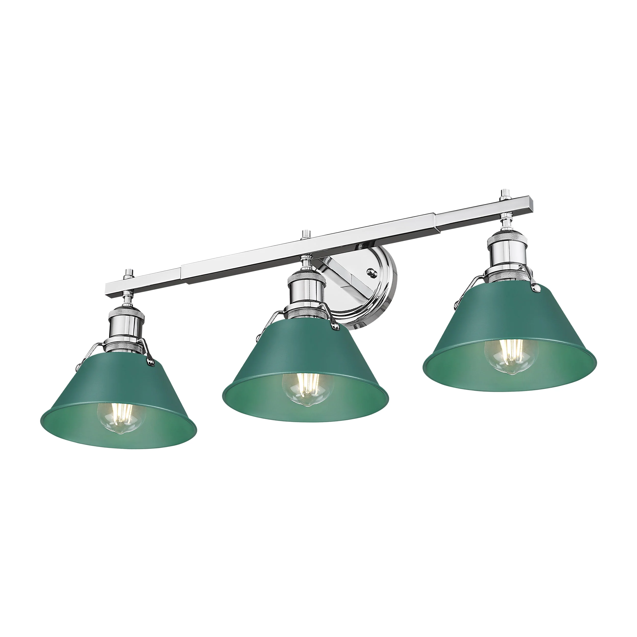 Orwell 3-light Vanity in Chrome and Pine Green shade