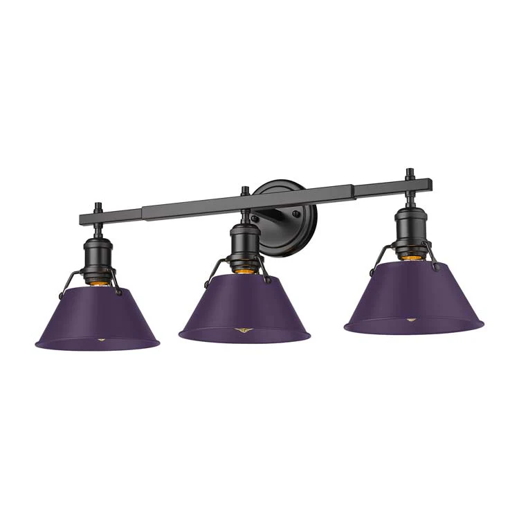 Orwell 3-light Vanity in Matte Black and Exotic Purple shade
