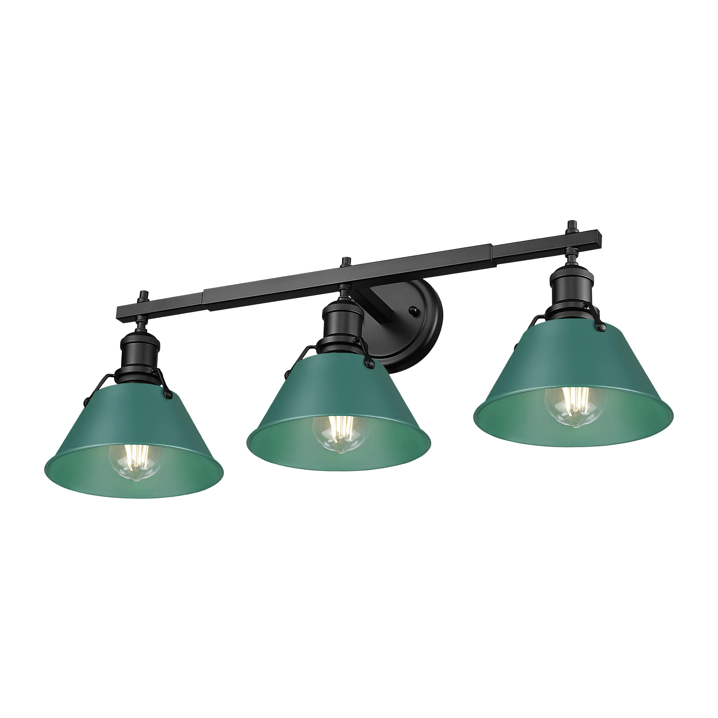 Orwell 3-light Vanity in Matte Black and Pine Green shade