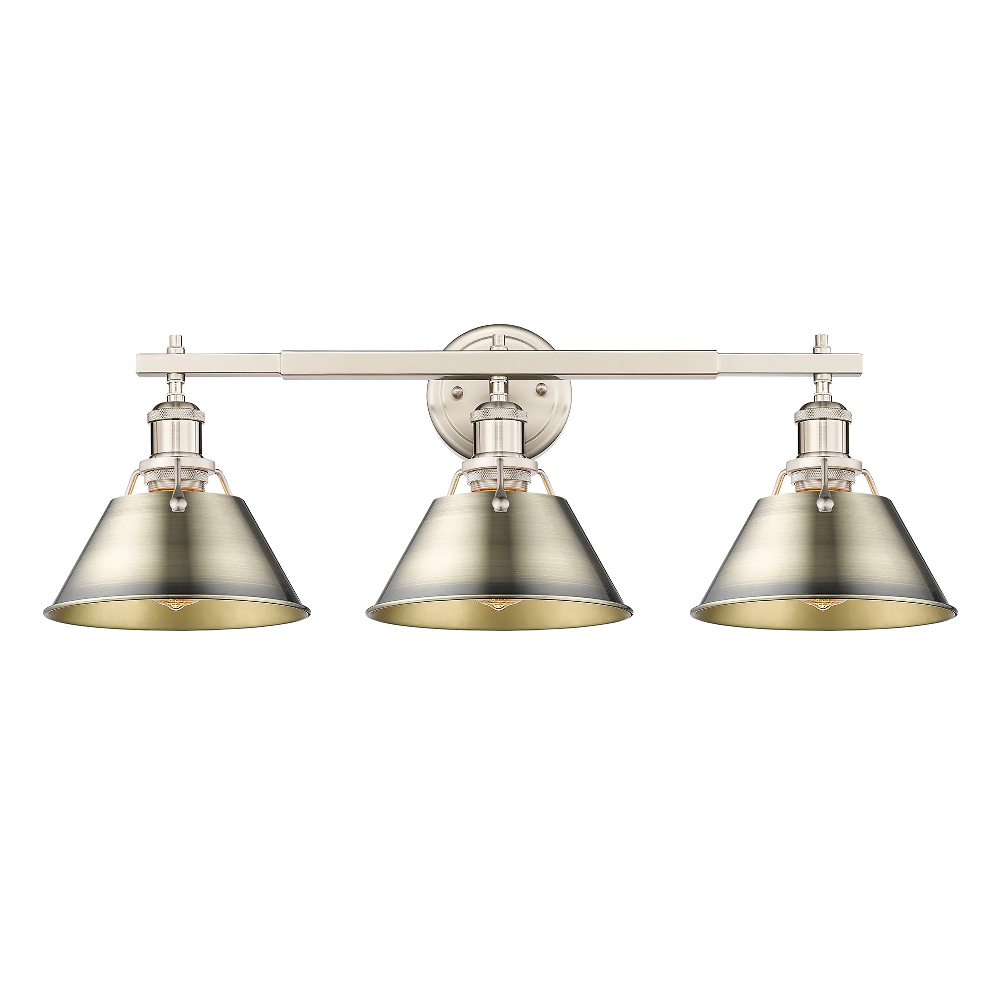 Orwell 3-light Vanity in Pewter and Aged Brass shade - Image 2