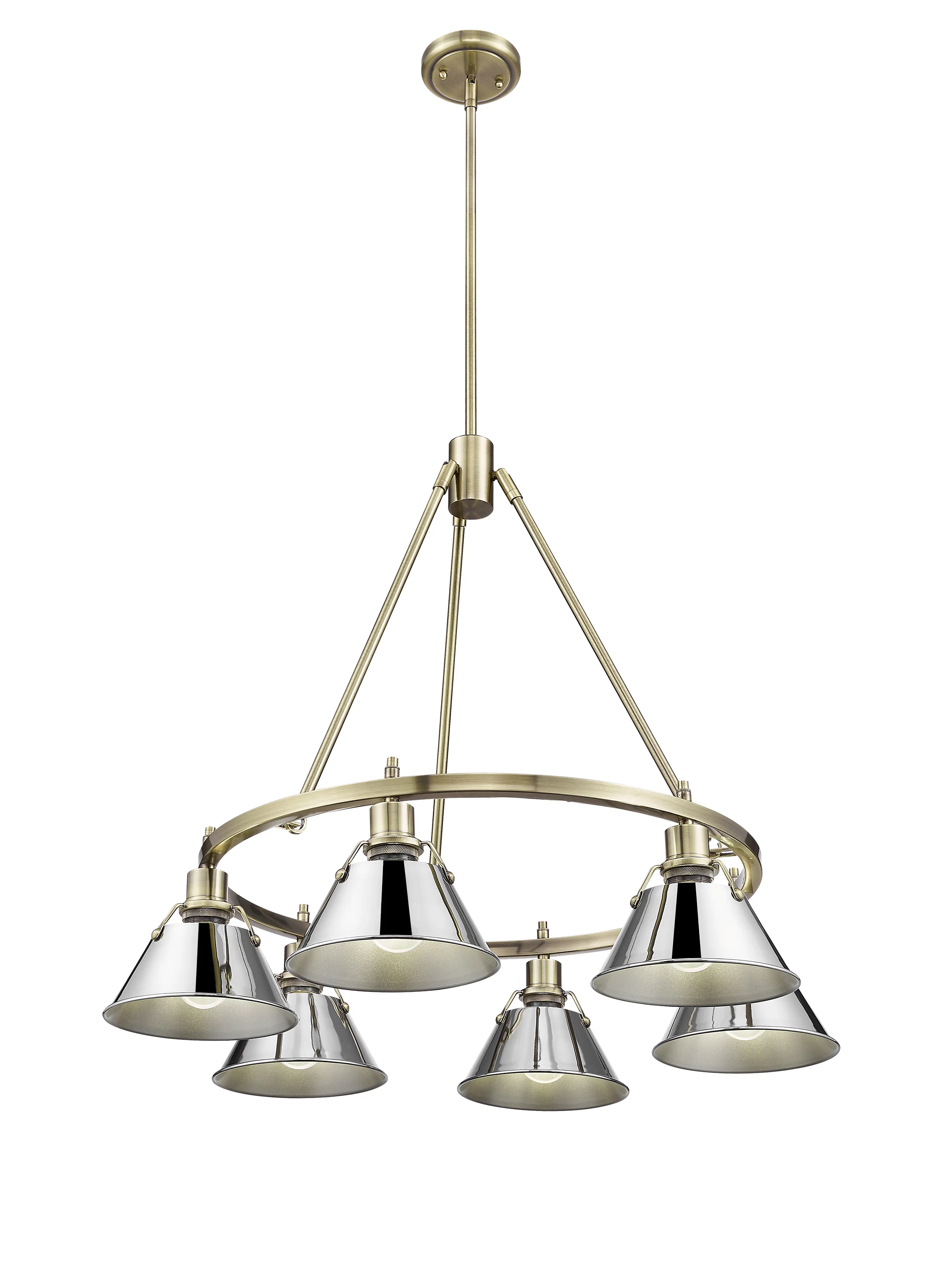 Orwell 6-light Chandelier in Aged Brass and Chrome shade - Image 2