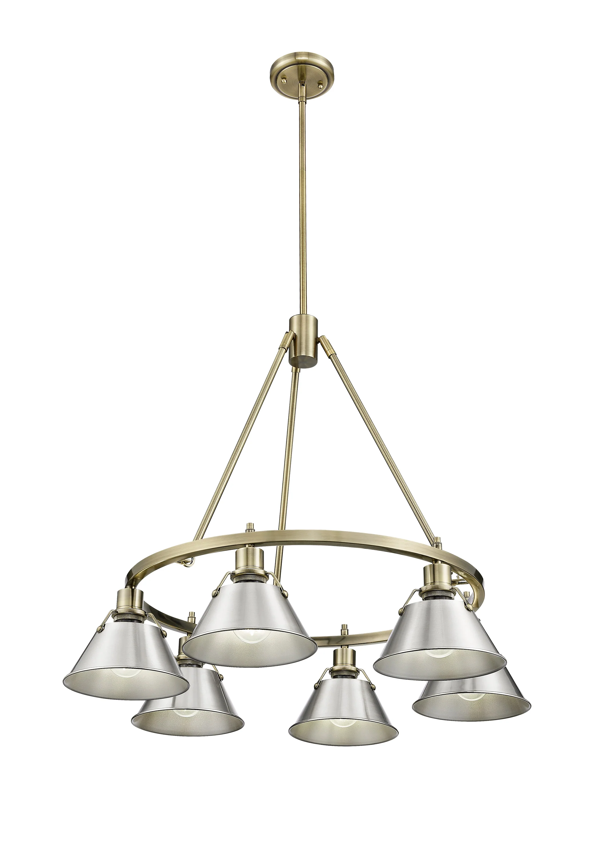 Orwell 6-light Chandelier in Aged Brass and Pewter shade - Image 2