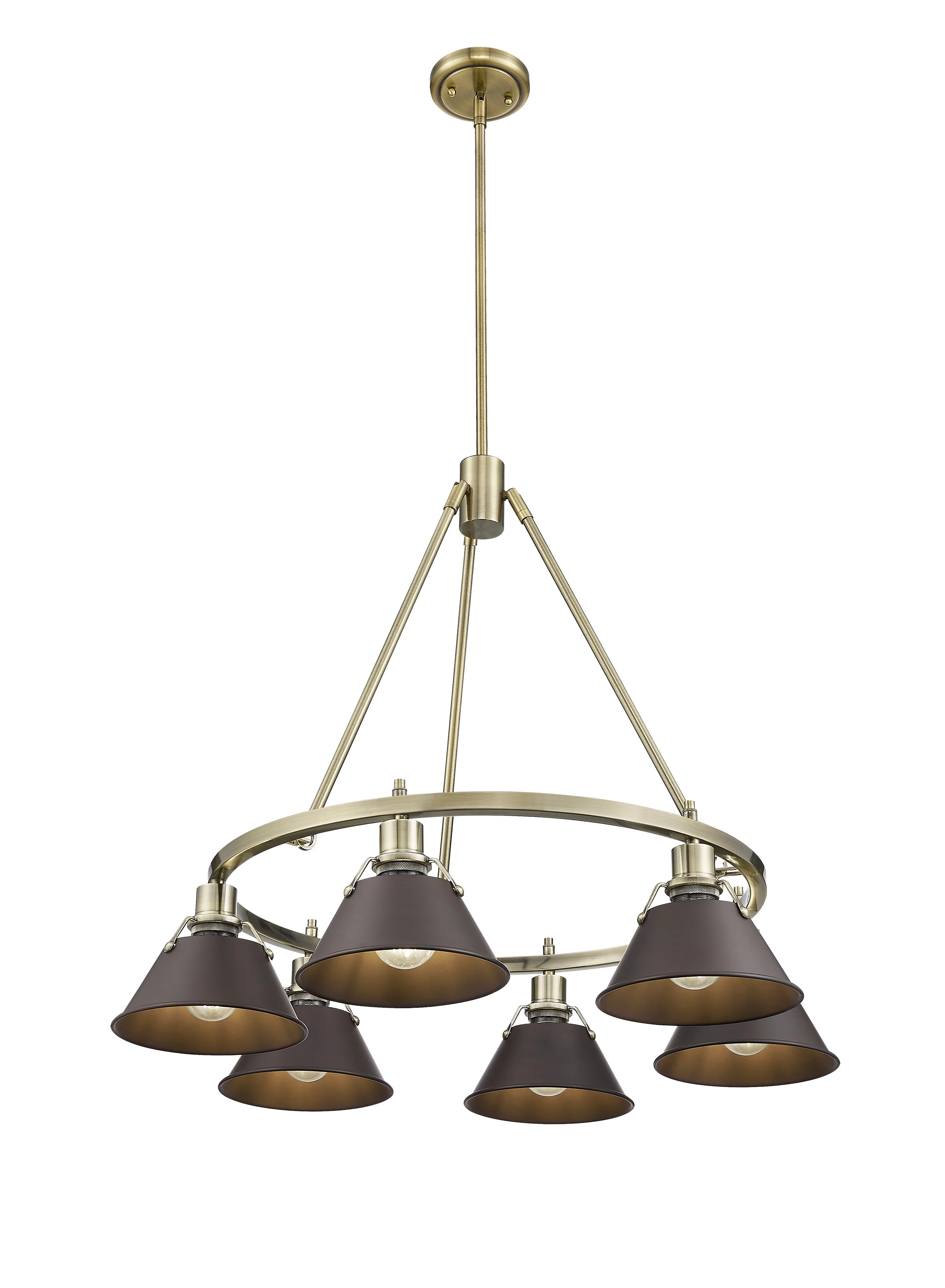 Orwell 6-light Chandelier in Aged Brass and Rubbed Bronze shade - Image 2