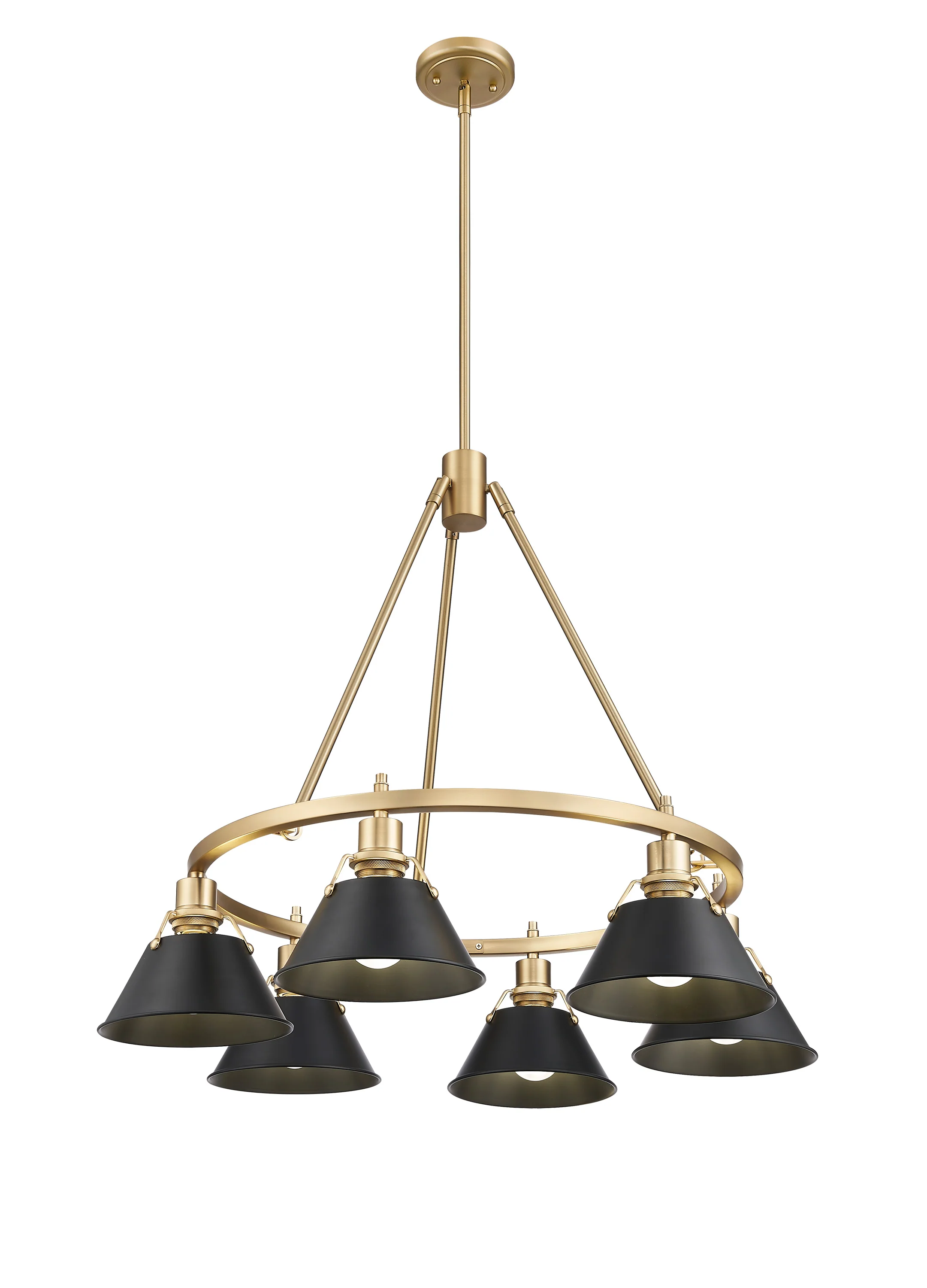 Orwell 6-light Chandelier in Brushed Champagne Brass and Matte Black shade - Image 2