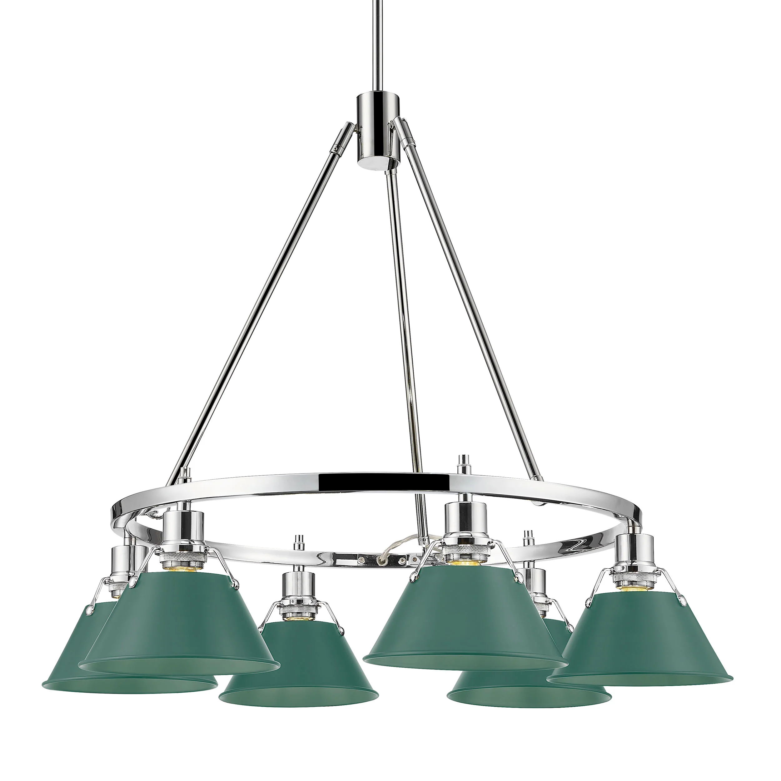 Orwell 6-light Chandelier in Chrome and Pine Green shade