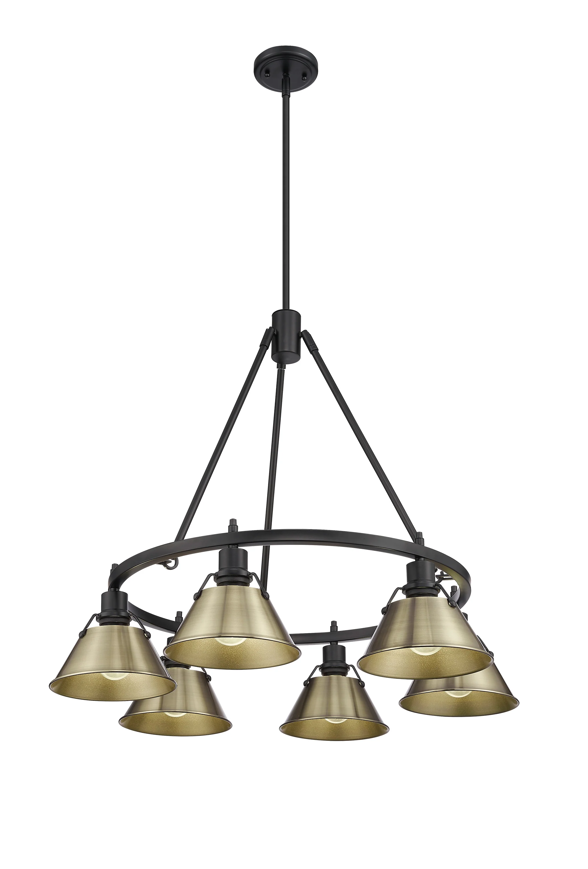 Orwell 6-light Chandelier in Matte Black and Aged Brass shade - Image 2