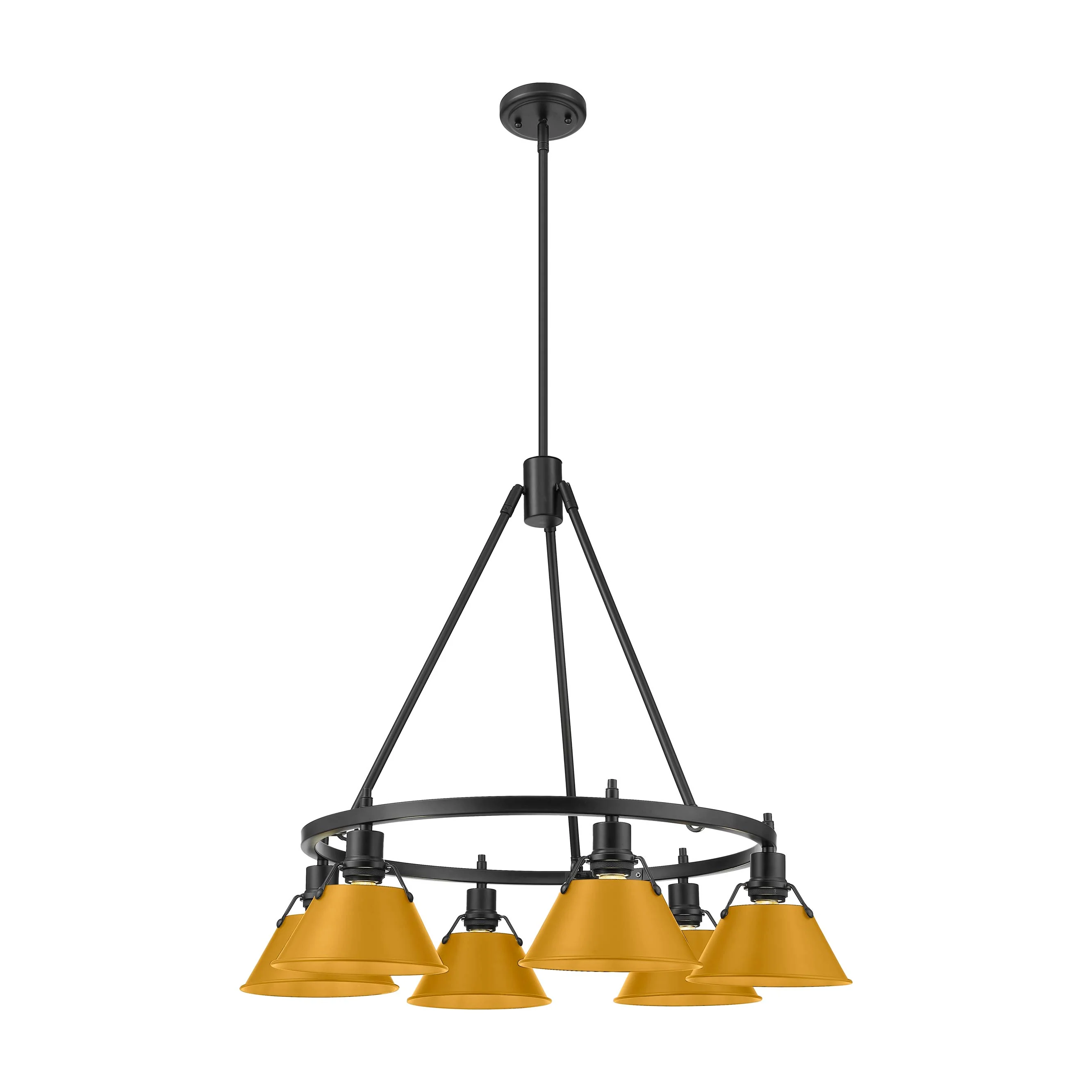 Orwell 6-light Chandelier in Matte Black and Auric Yellow shade - Image 2
