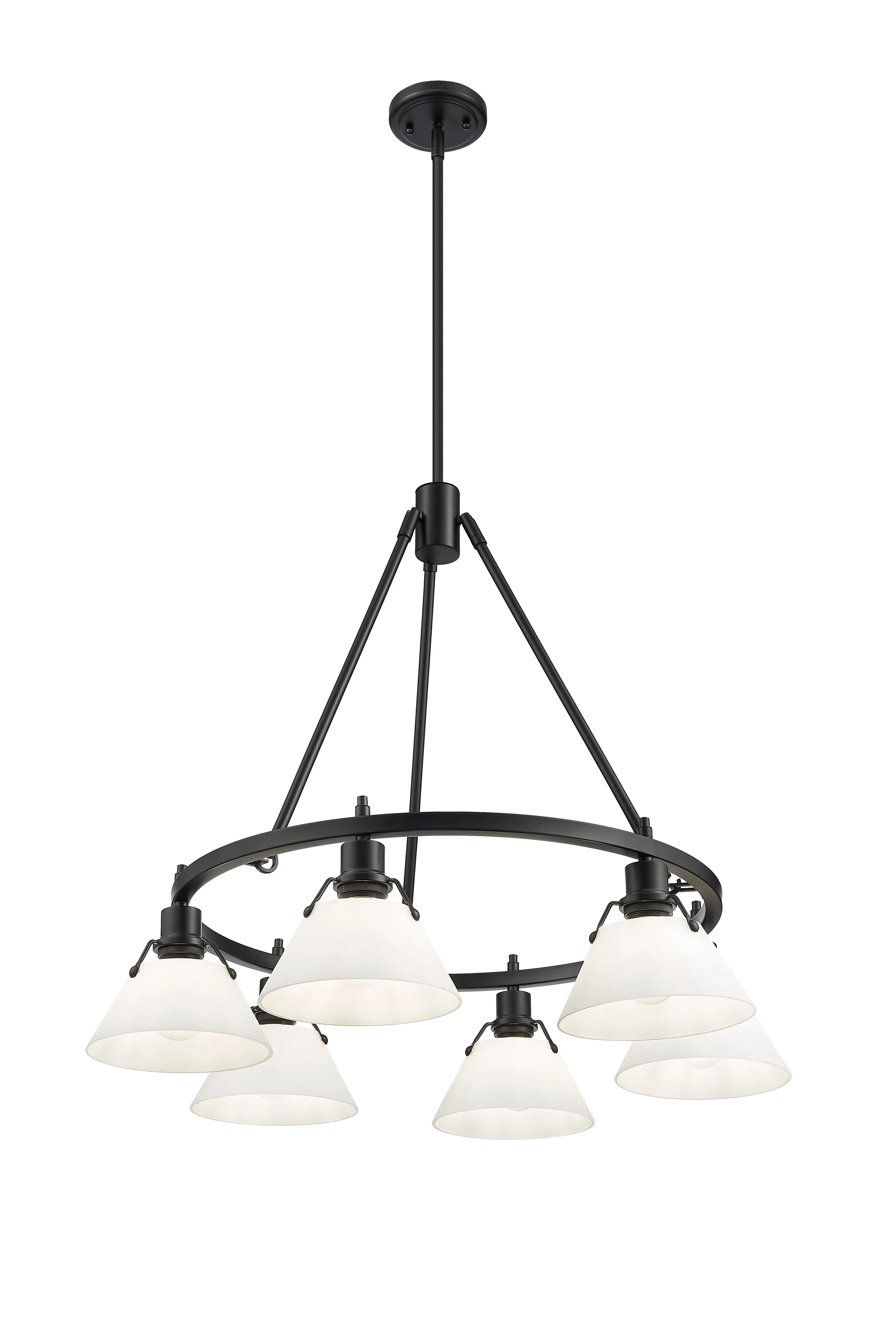 Orwell 6-light Chandelier in Matte Black and Opal Glass - Image 3