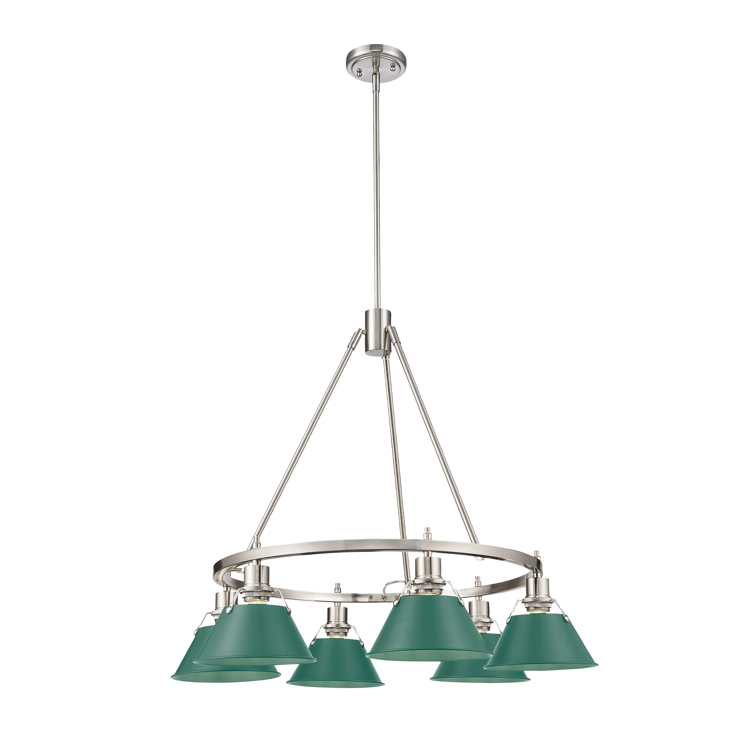 Orwell 6-light Chandelier in Pewter and Pine Green shade - Image 2