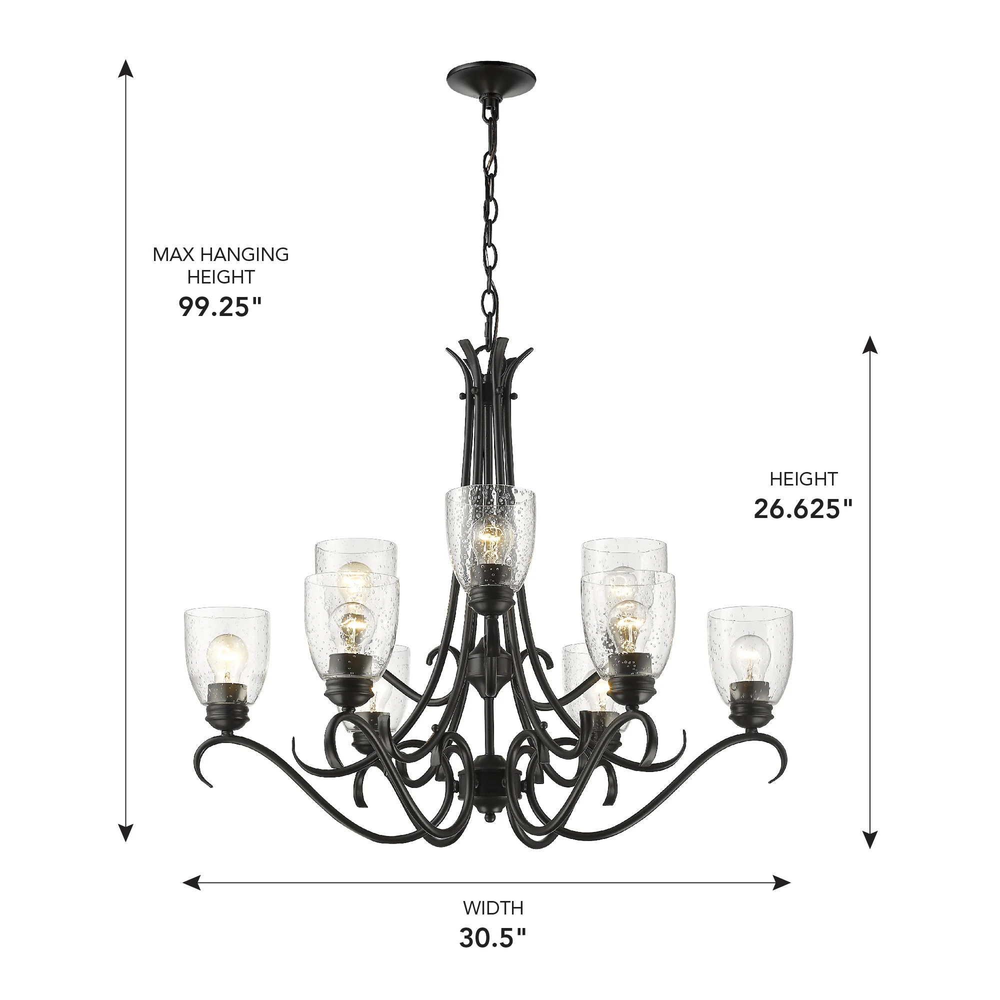 Parrish 9-light Chandelier in Matte Black - Image 4