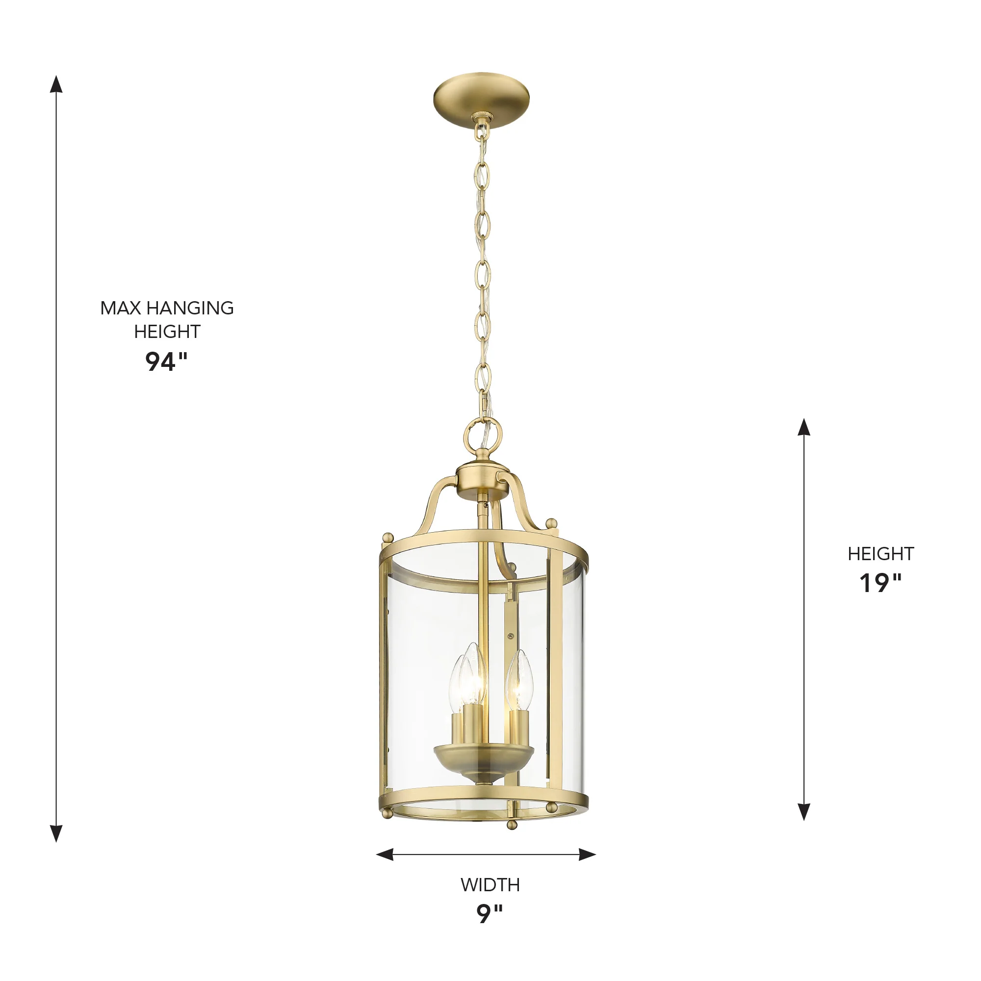 Payton 3-light Pendant in Brushed Champagne Brass - Image 3