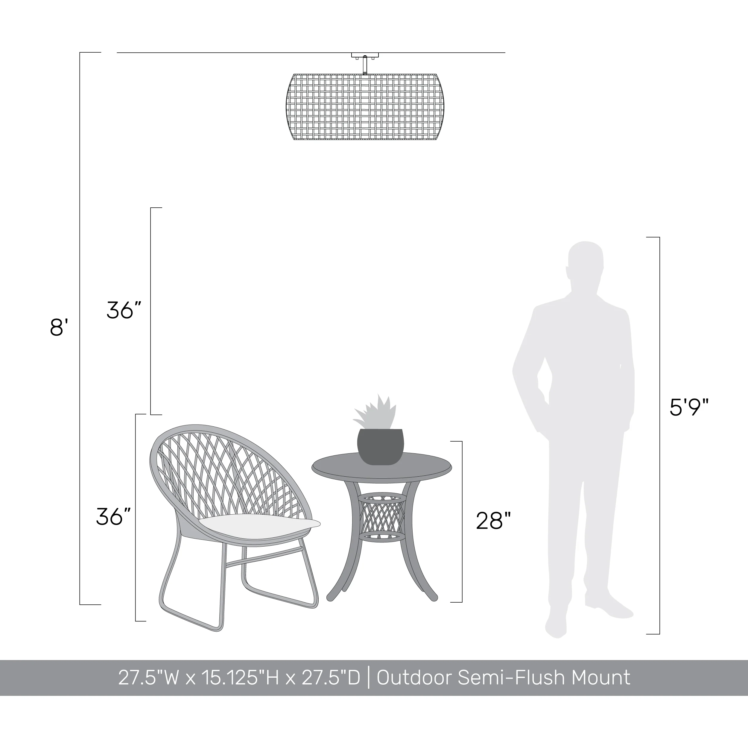 Piper 5-light Outdoor Ceiling in Natural Black - Image 7