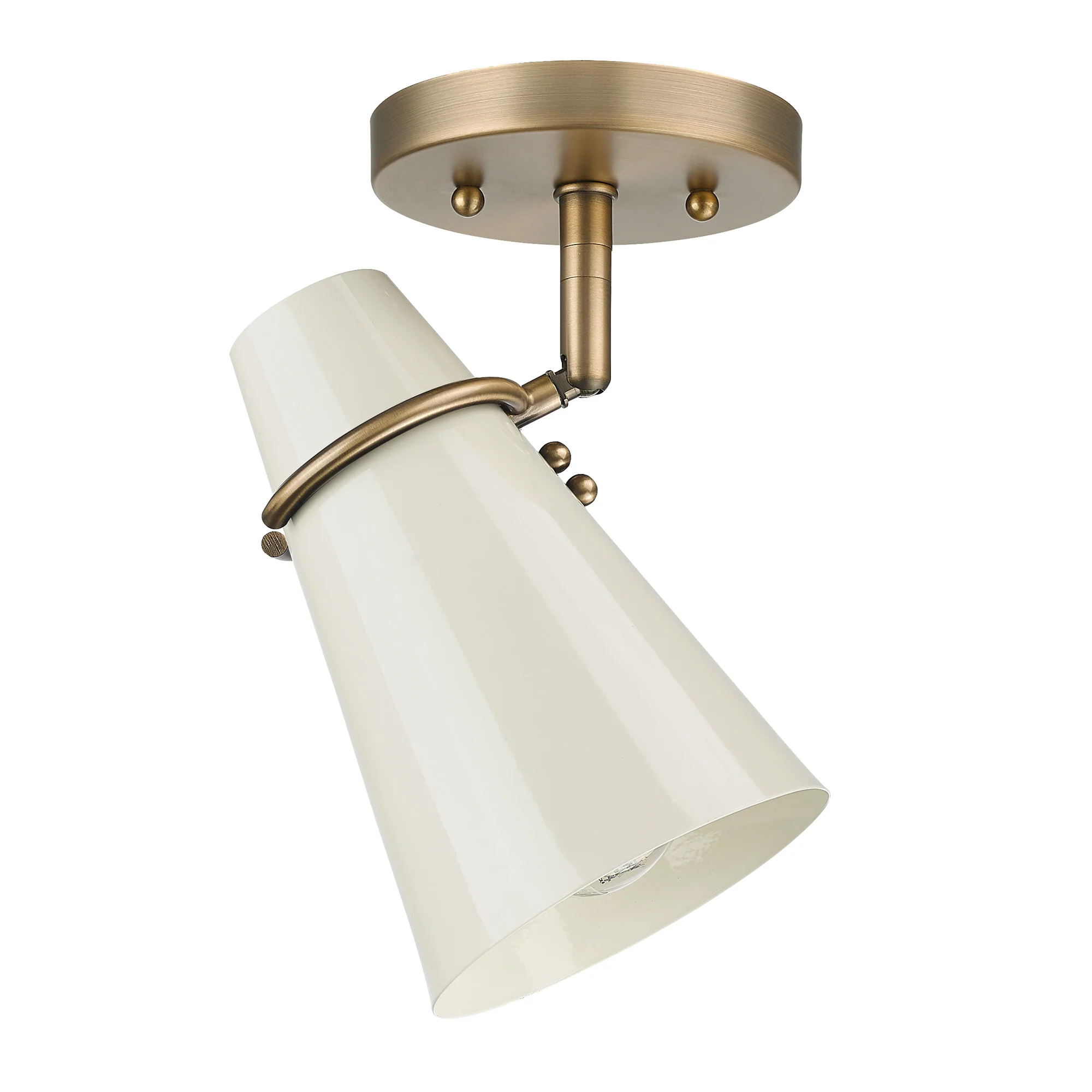 Reeva 1-light Semi-Flush Mount in Modern Brass and Glossy Ecru shade - Image 2