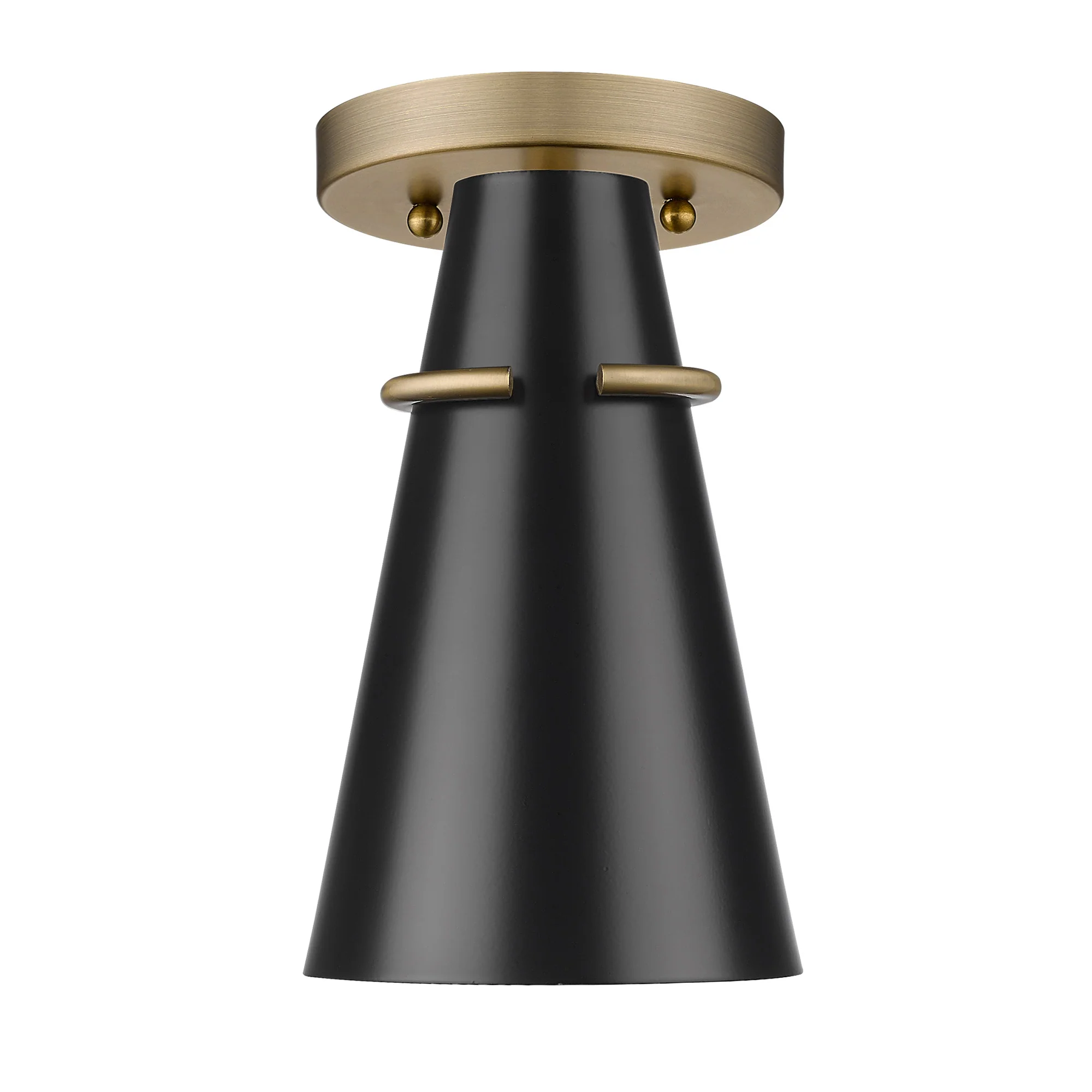 Reeva 1-light Semi-Flush Mount in Modern Brass and Matte Black shade - Image 3