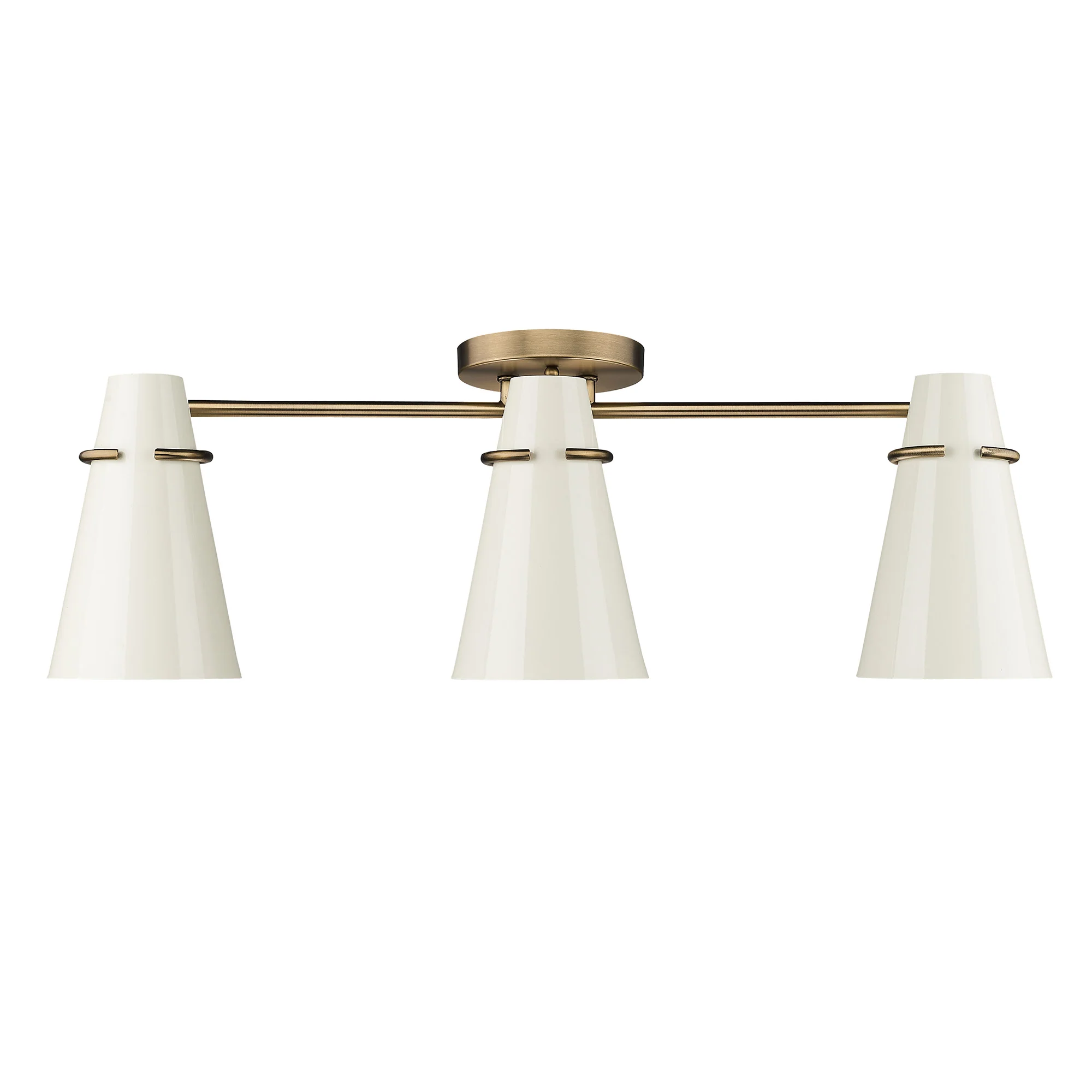 Reeva 3-light Semi-Flush Mount in Modern Brass and Glossy Ecru shade - Image 3