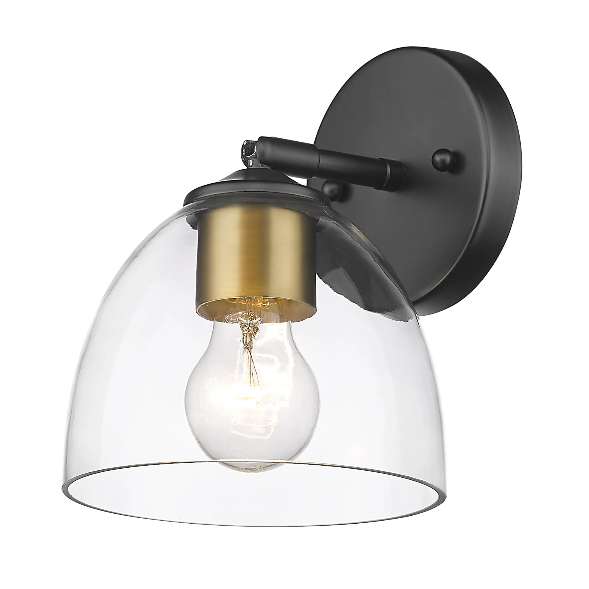 Roxie 1-light Semi-Flush Mount in Matte Black and Brushed Champagne Brass - Image 3
