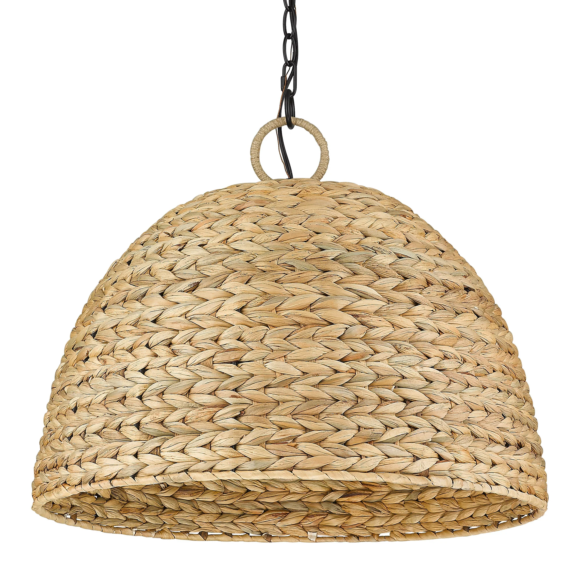 Rue 5-light Pendant in Matte Black and Woven Sweet Grass shade - Image 3