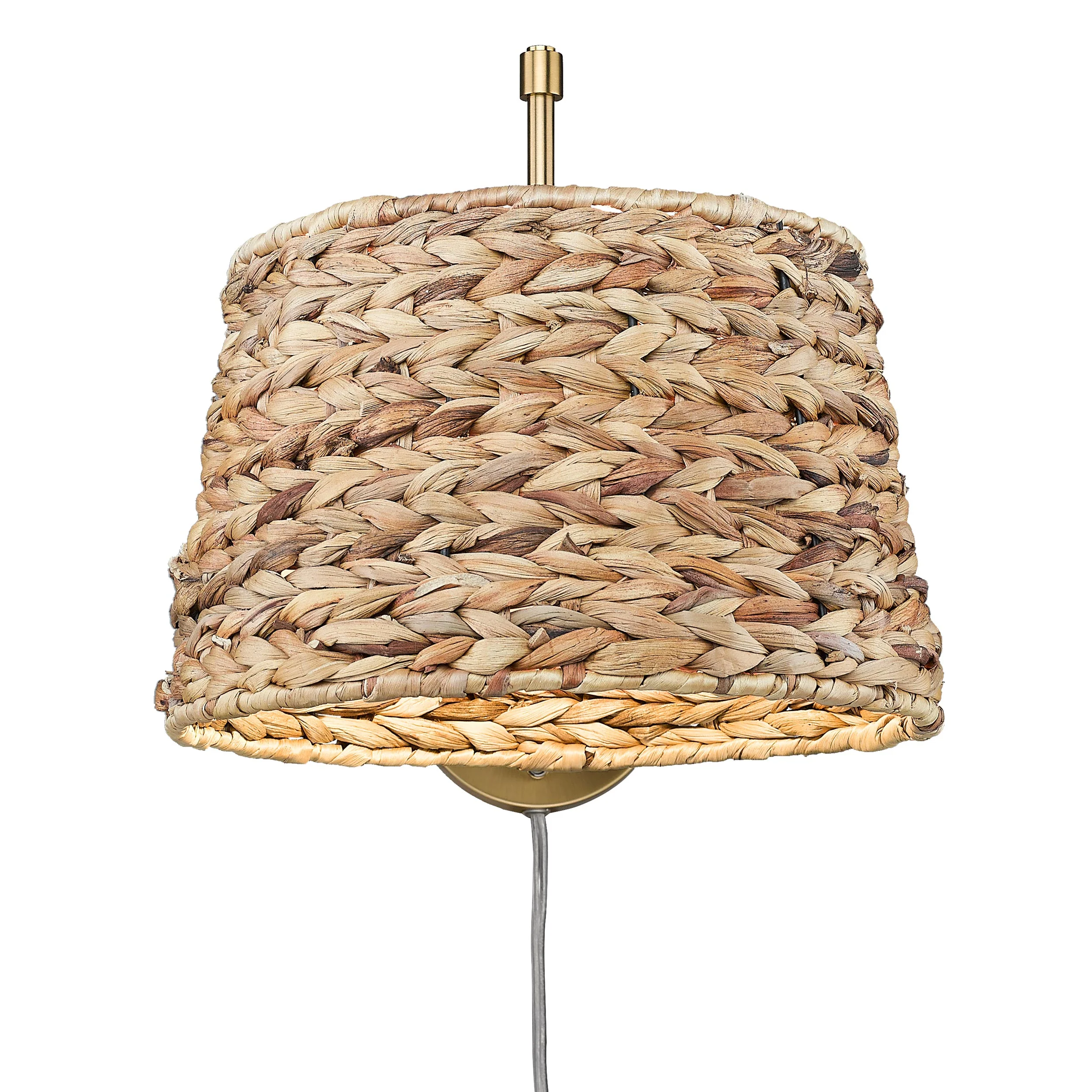 Ryleigh 1-light Swing Arm in Brushed Champagne Brass and Woven Sweet Grass - Image 3