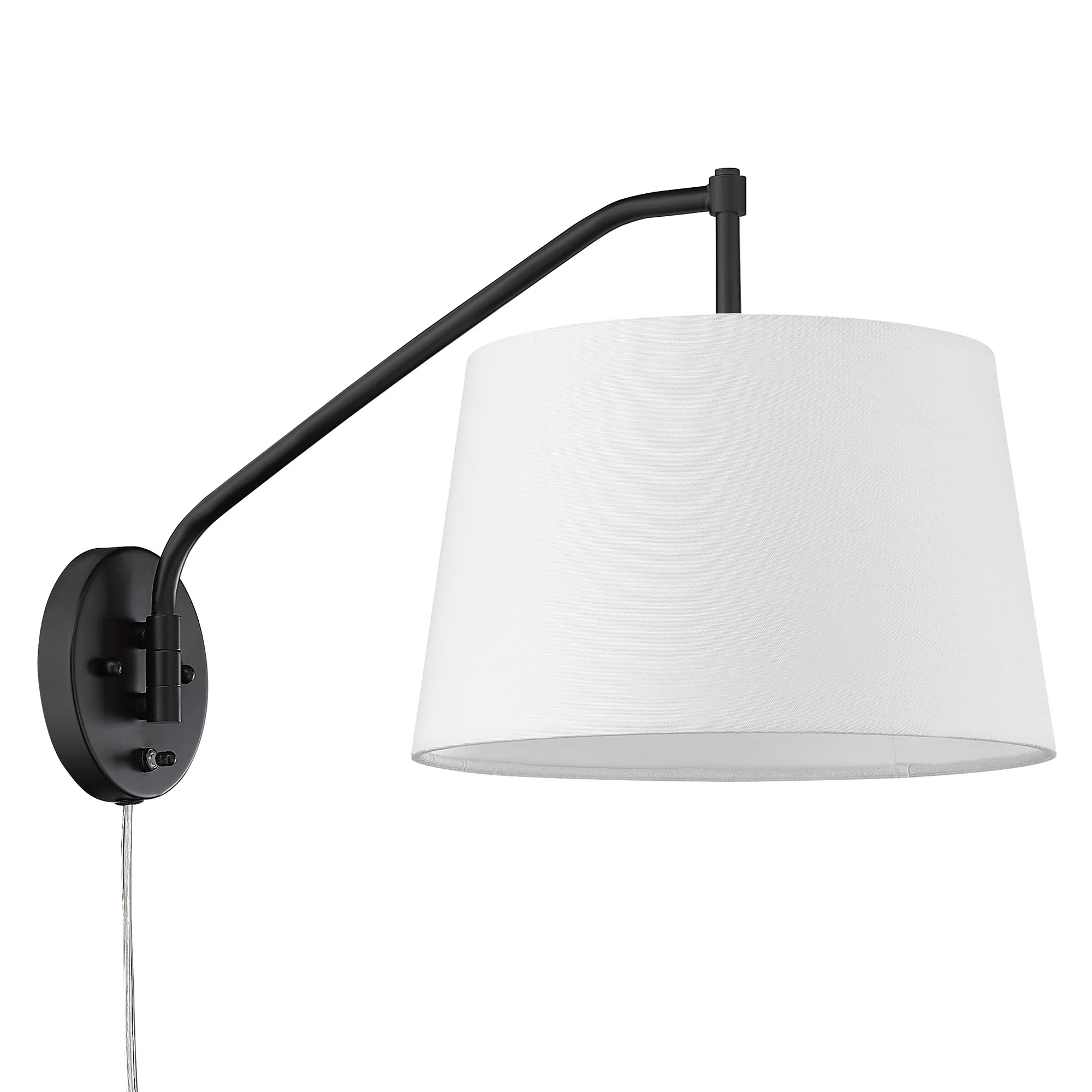 Ryleigh 1-light Swing Arm Wall Lamp in Matte Black and Modern White shade - Image 3