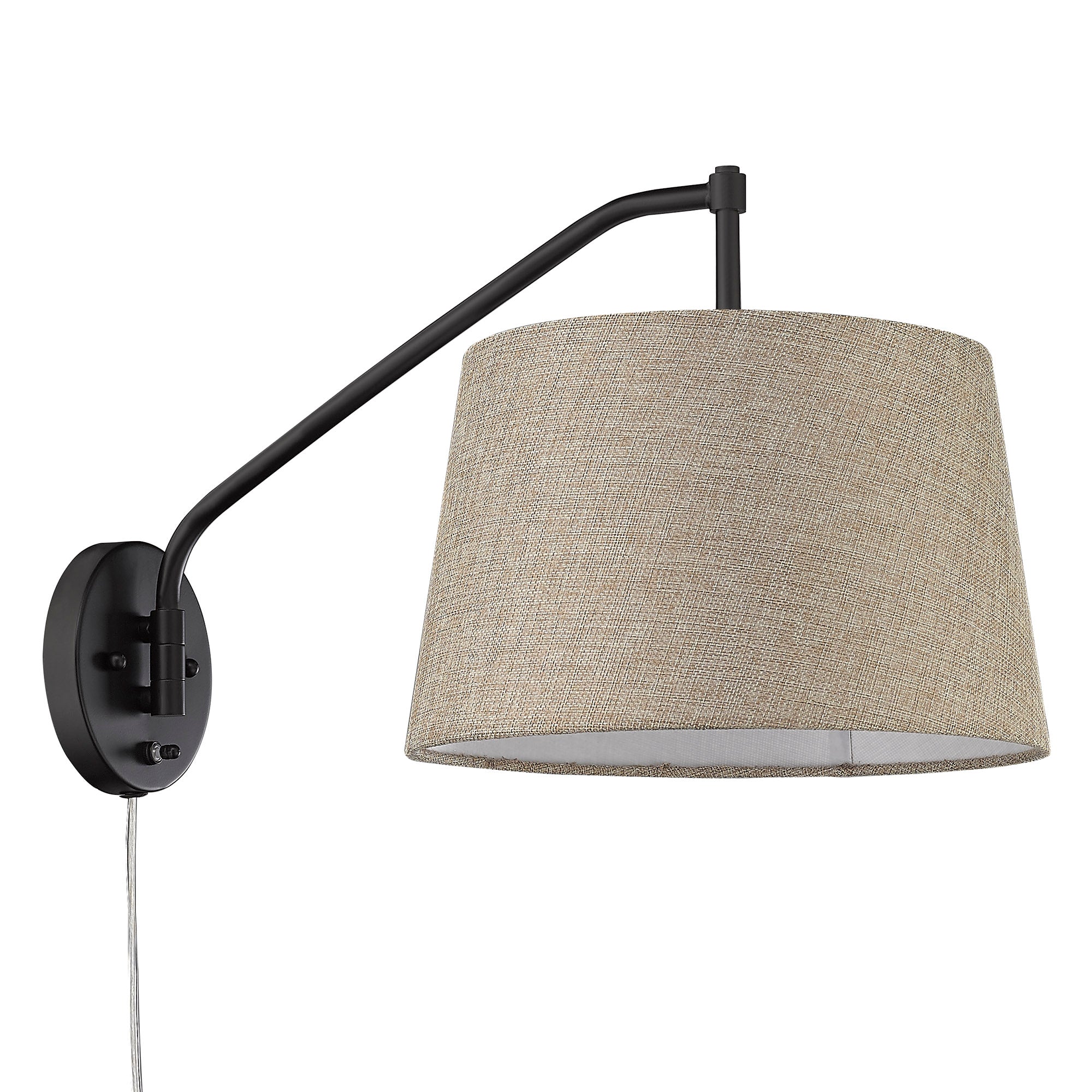 Ryleigh 1-light Swing Arm Wall Lamp in Matte Black and Natural Sisal shade - Image 3