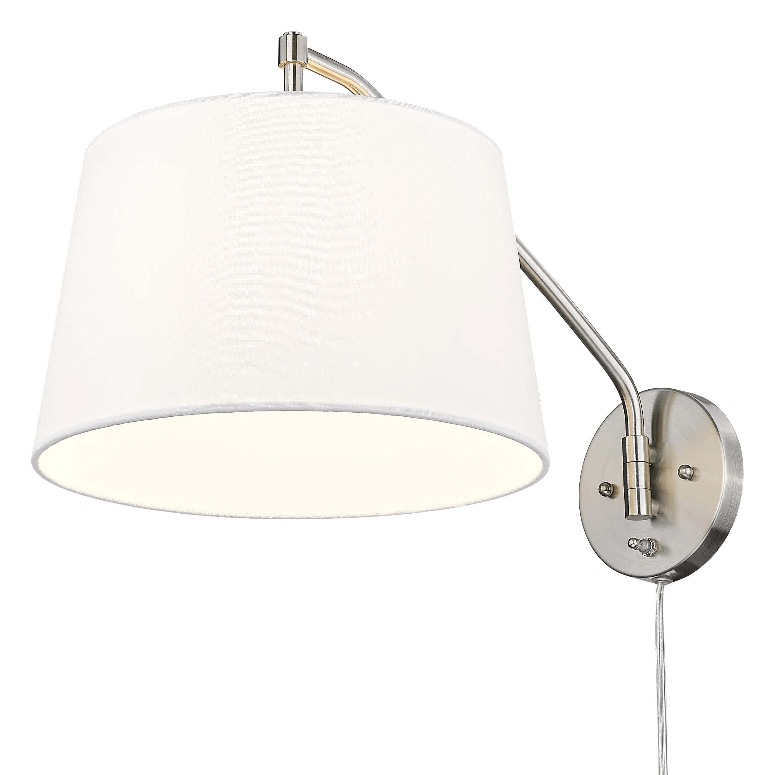 Ryleigh 1-light Swing Arm Wall Lamp in Pewter and Modern White shade - Image 6