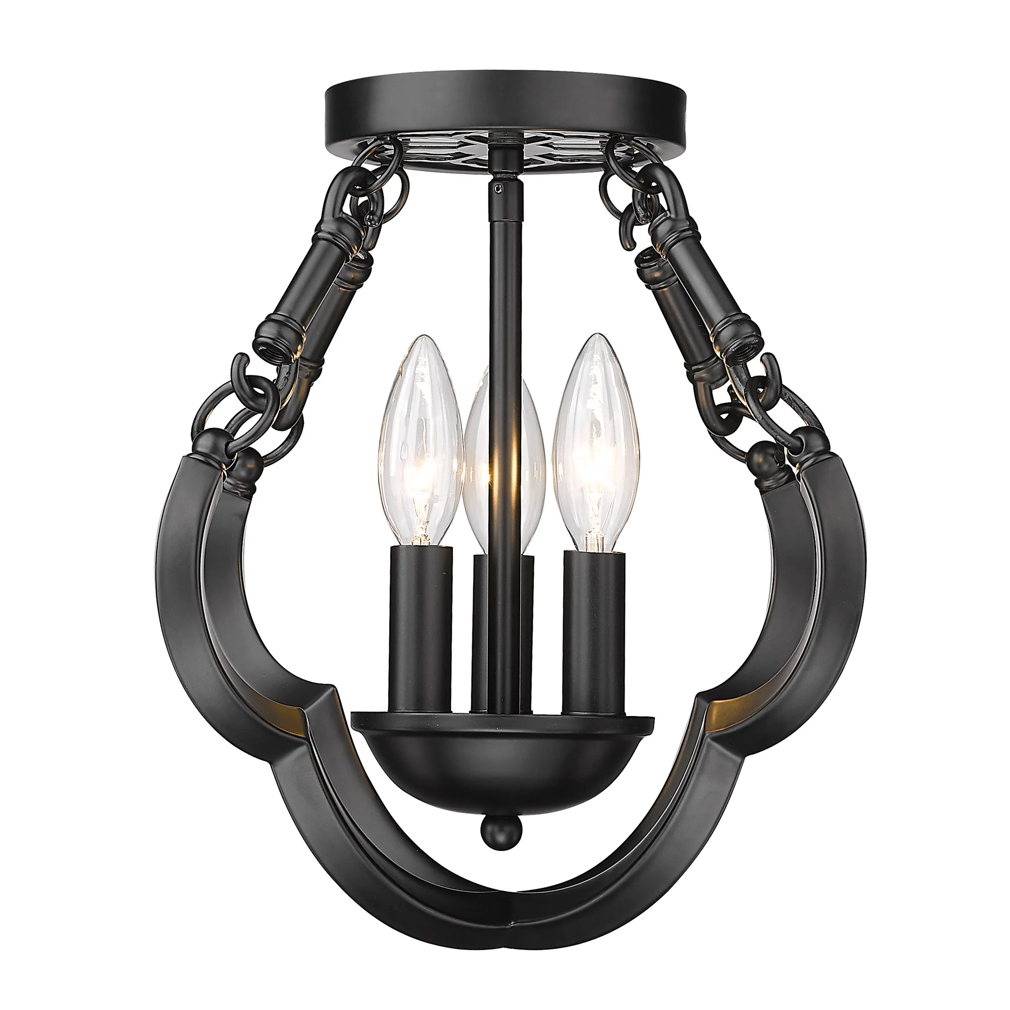 Saxon 3-light Semi-Flush Mount in Matte Black - Image 2