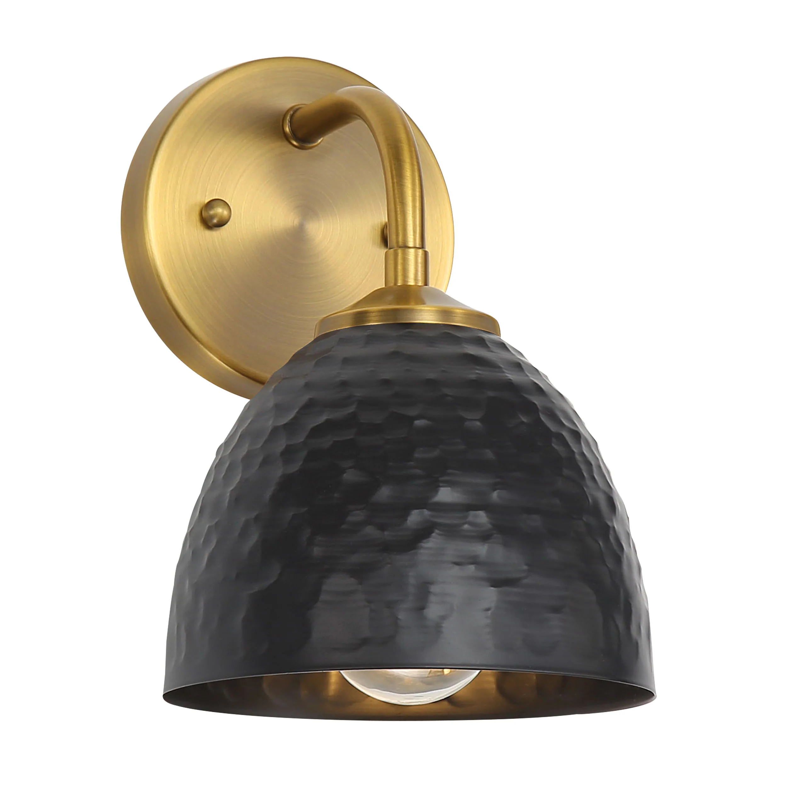 Shepard 1-light Wall Sconce in Modern Brass and Matte Black shade