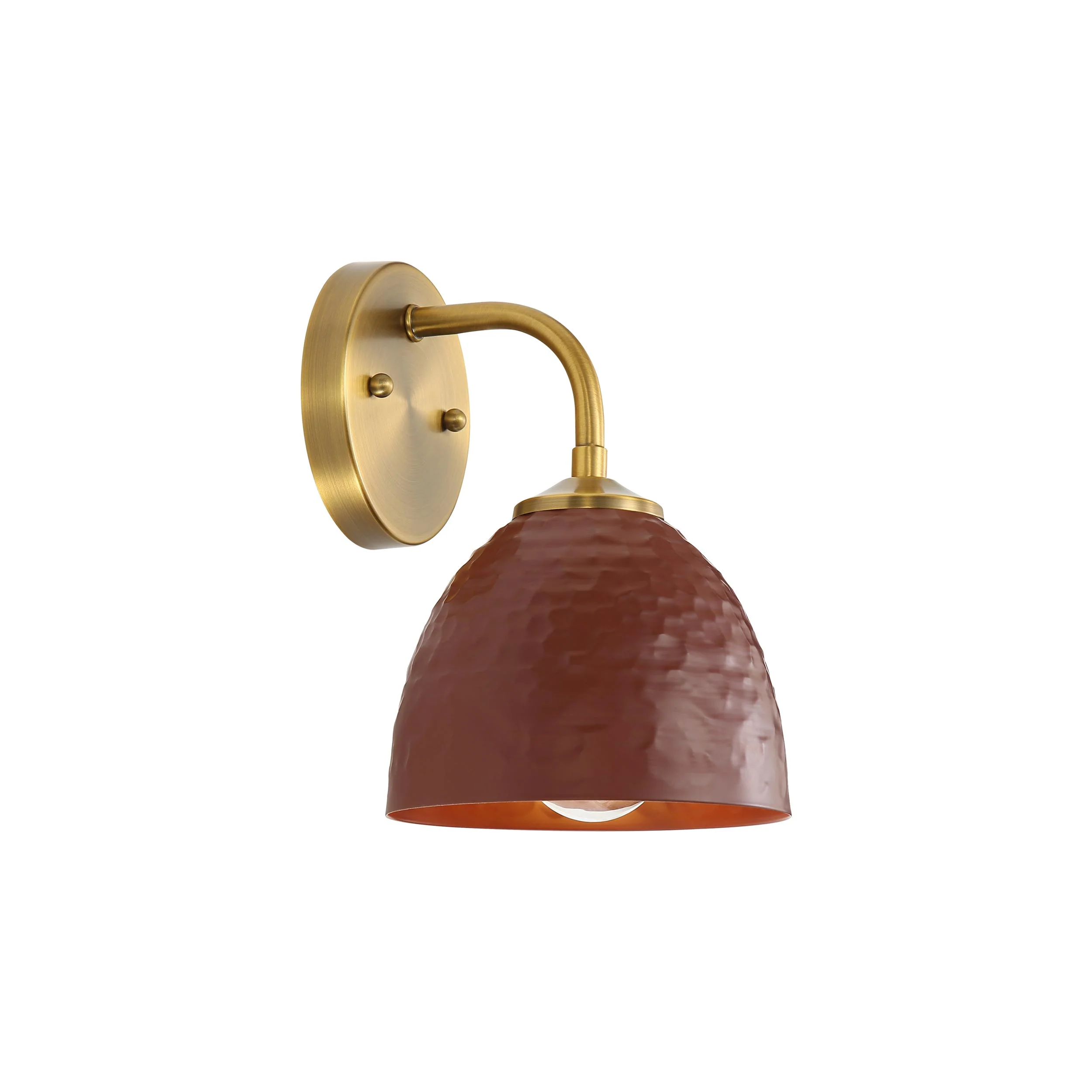 Shepard 1-light Wall Sconce in Modern Brass and Russet Clay shade - Image 3