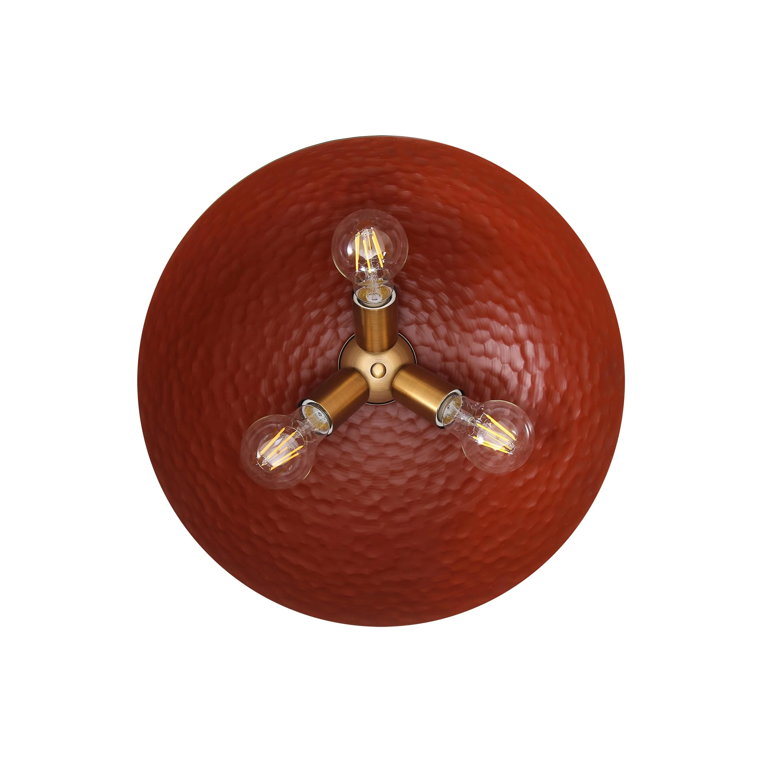 Shepard 3-light Flush Mount in Modern Brass and Russet Clay shade - Image 4