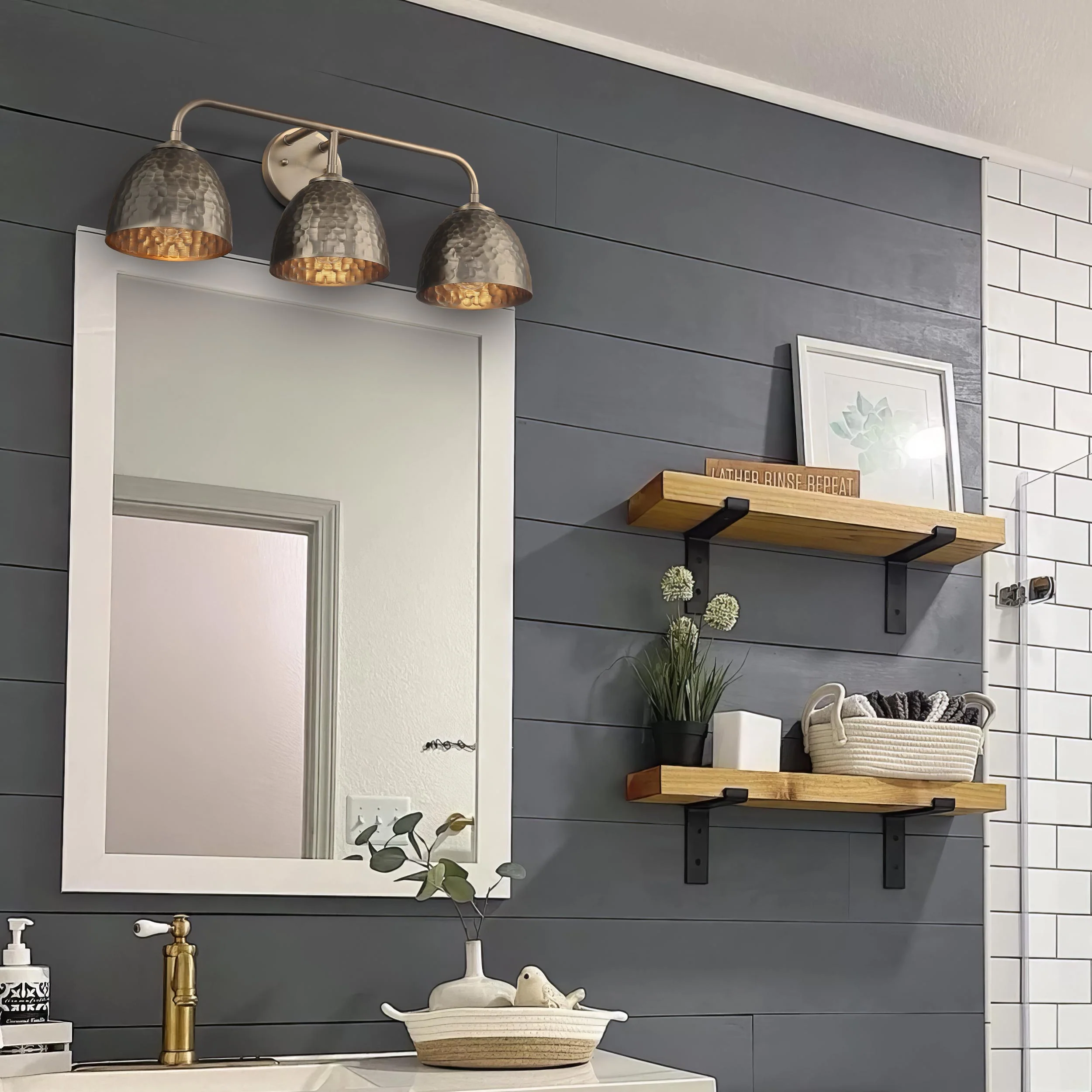Shepard 3-light Vanity in Modern Brass and Modern Brass shade - Image 6