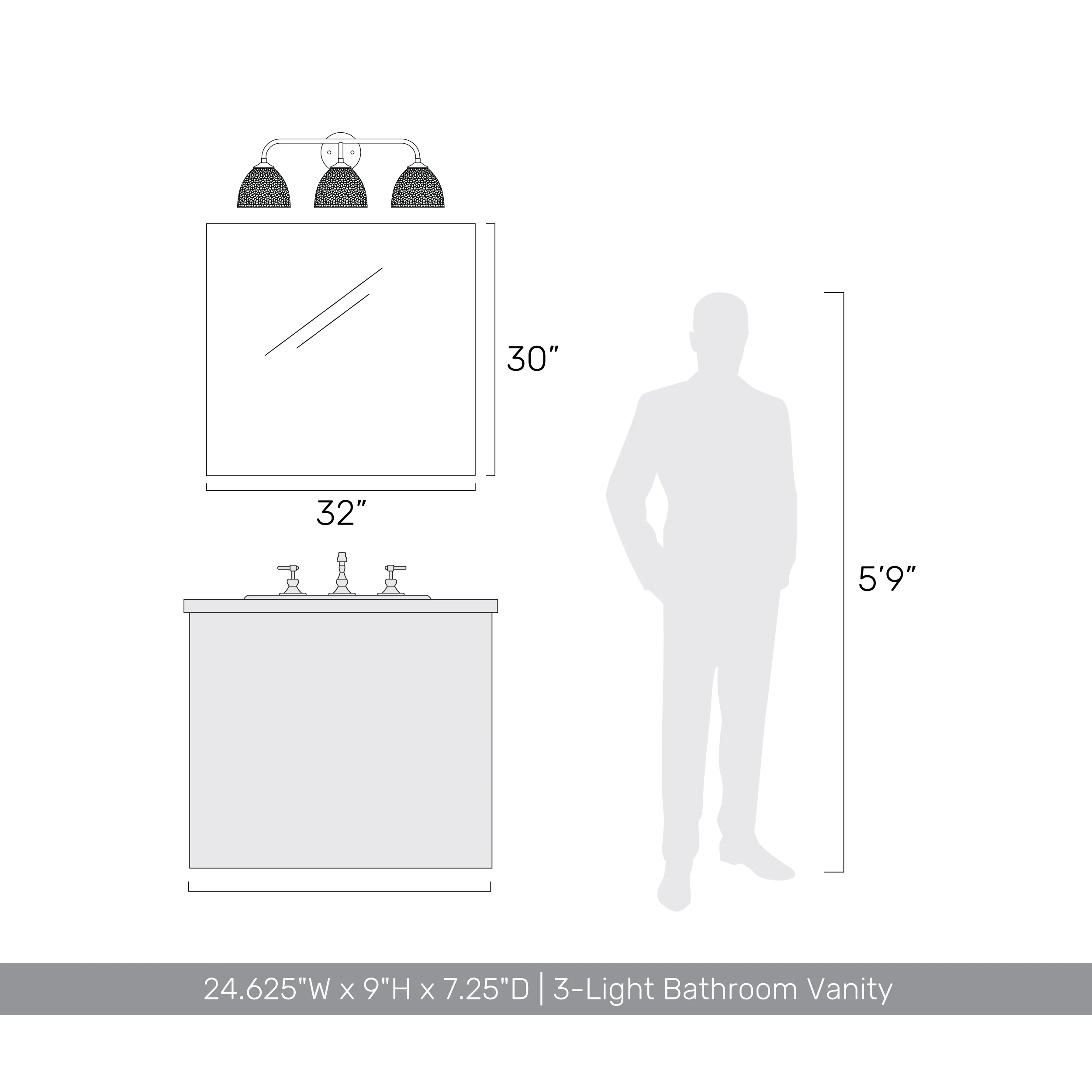 Shepard 3-light Vanity in Modern Brass and Modern Brass shade - Image 7