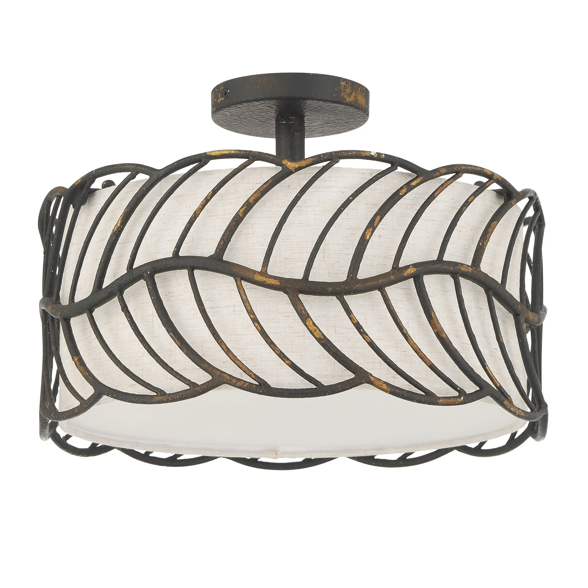 Simbolo 3-light Semi-Flush Mount in Antique Black Iron - Image 2