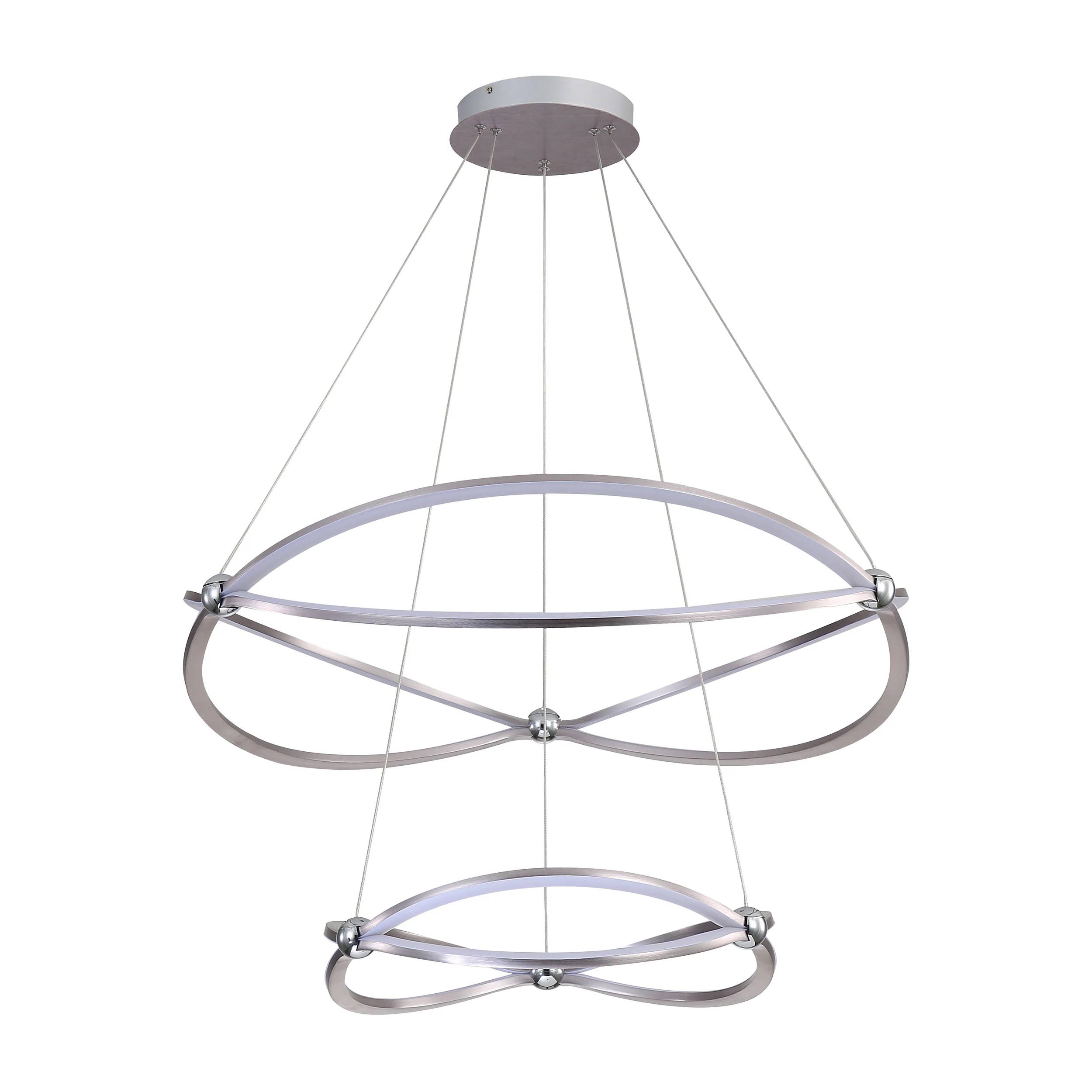 Spirale Integrated LED Two-tier 32in Chandelier in Satin Nickel - Image 2