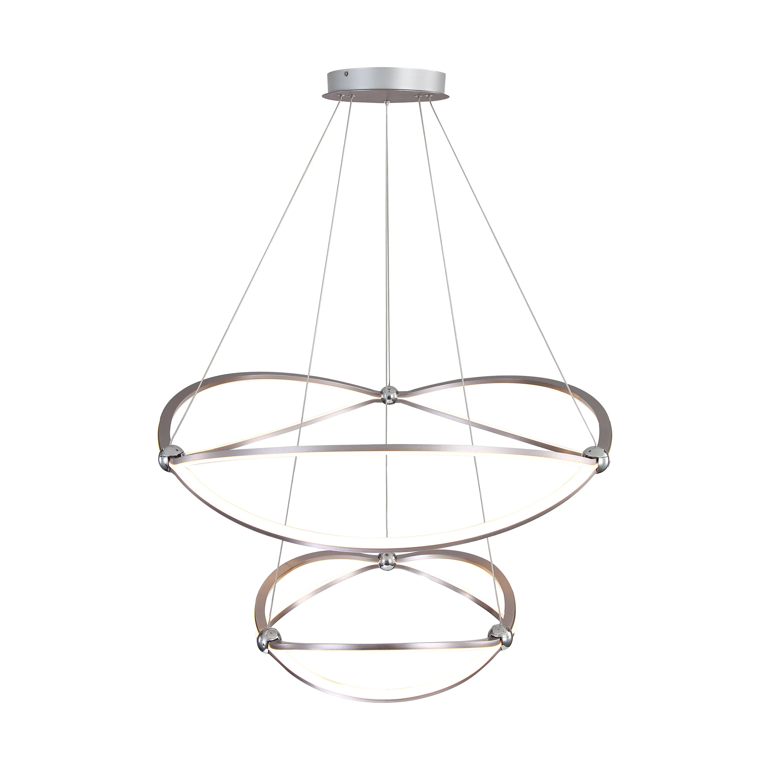 Spirale Integrated LED Two-tier 32in Chandelier in Satin Nickel - Image 4