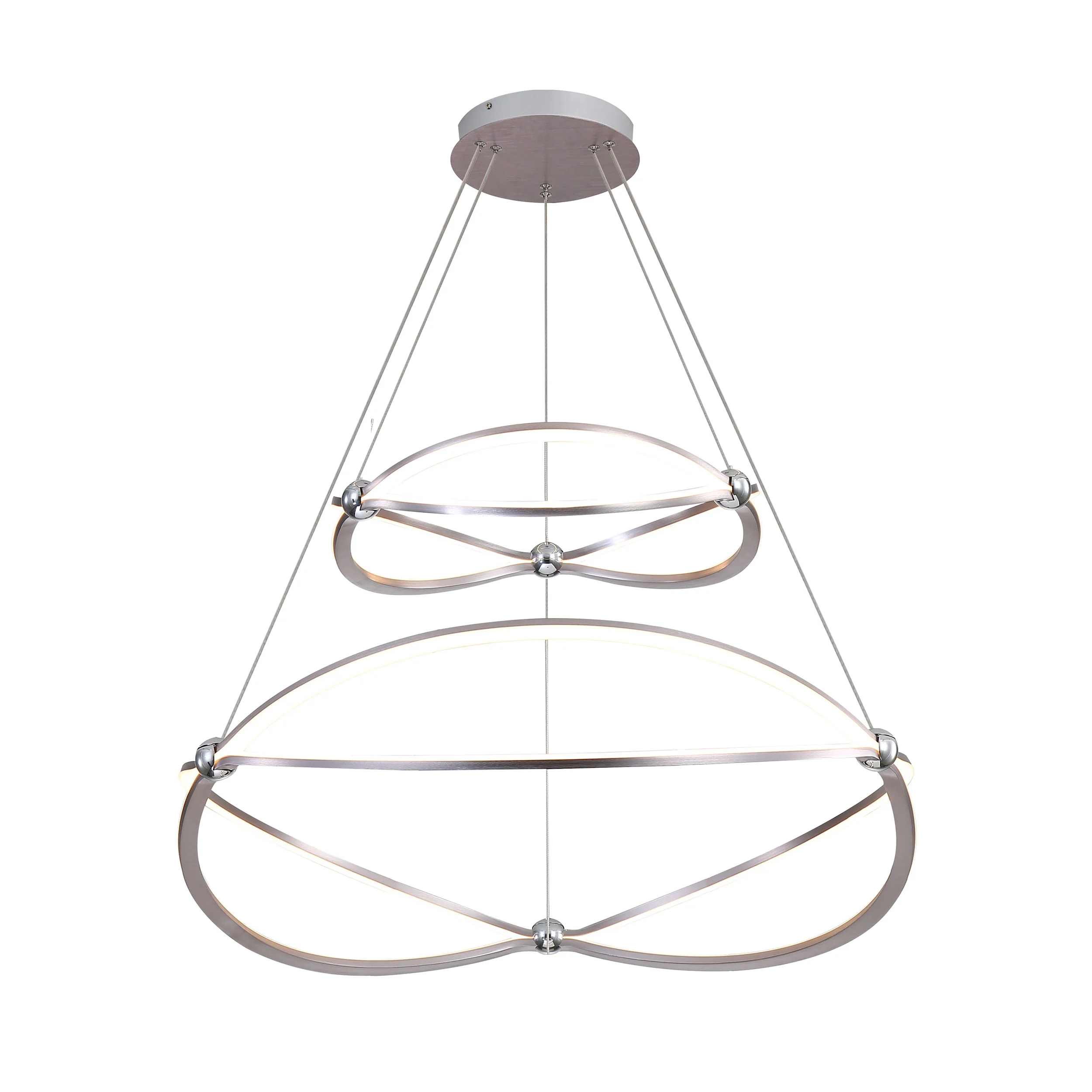 Spirale Integrated LED Two-tier 32in Chandelier in Satin Nickel - Image 5