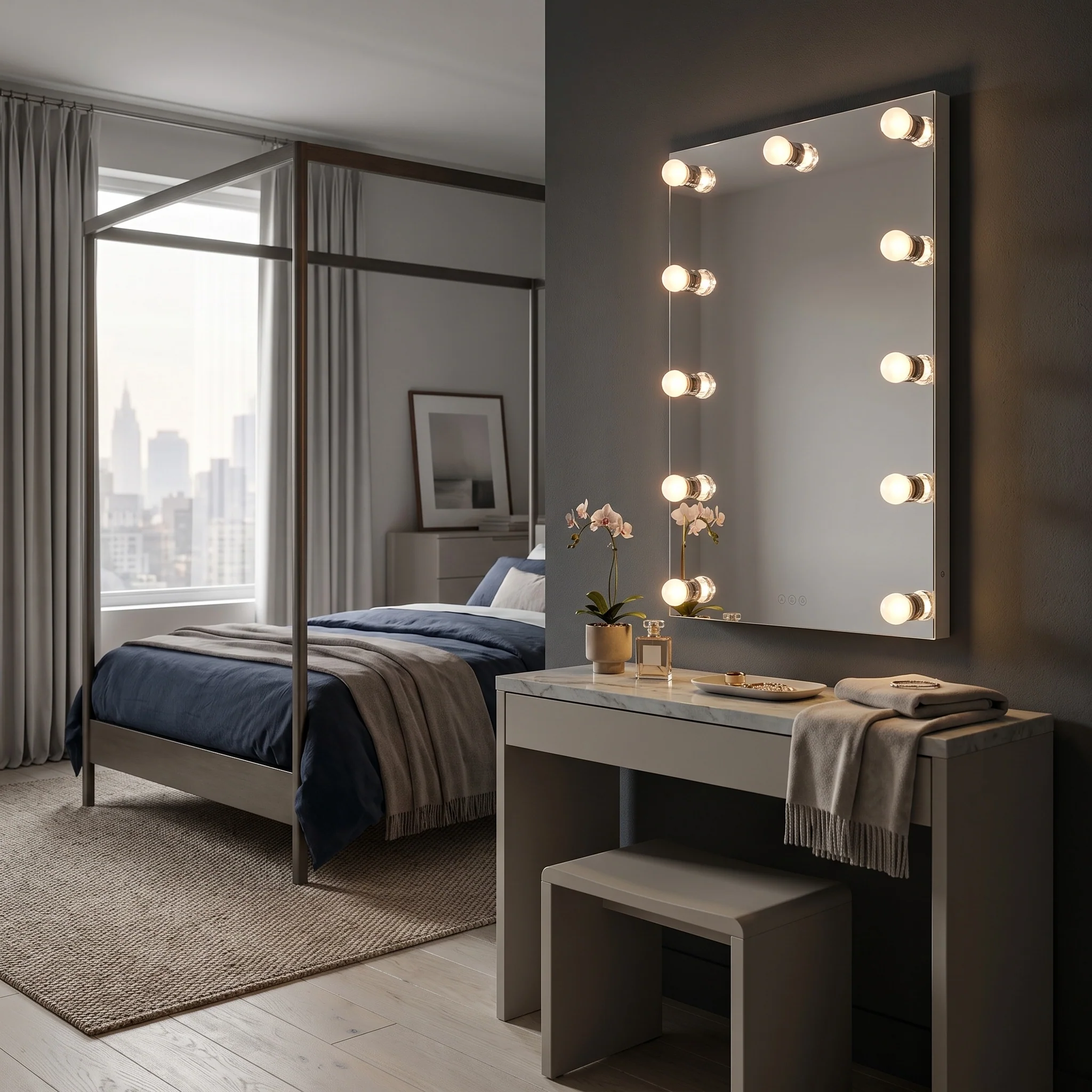 Starlight LED 24in Mirror with Clear Acrylic Globe Diffusers