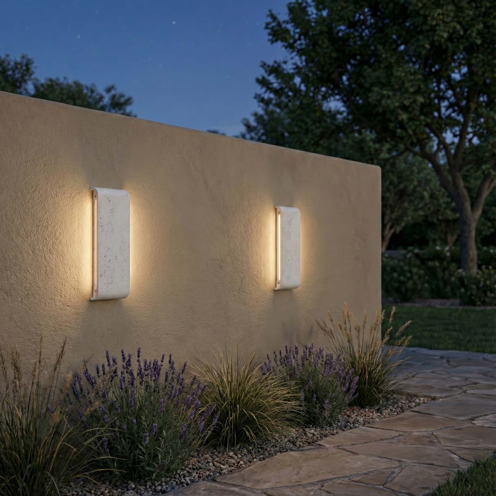 Stela Integrated LED 16in Outdoor Wall in White Travertine - Image 8